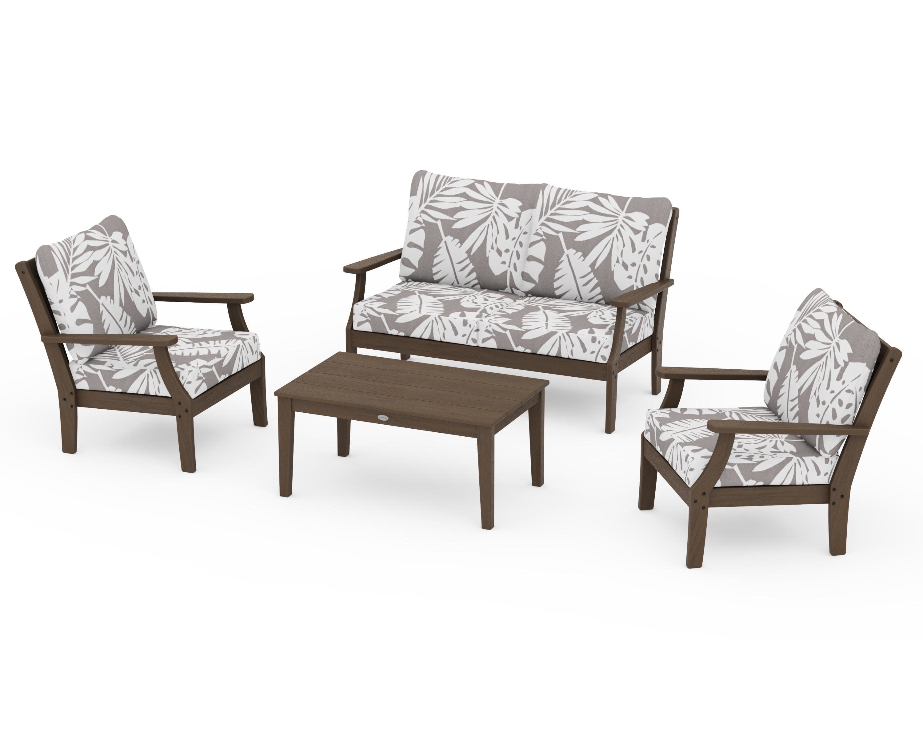 Braxton 4-Piece Deep Seating Chair Set in Kona / Leaf Grey Mist