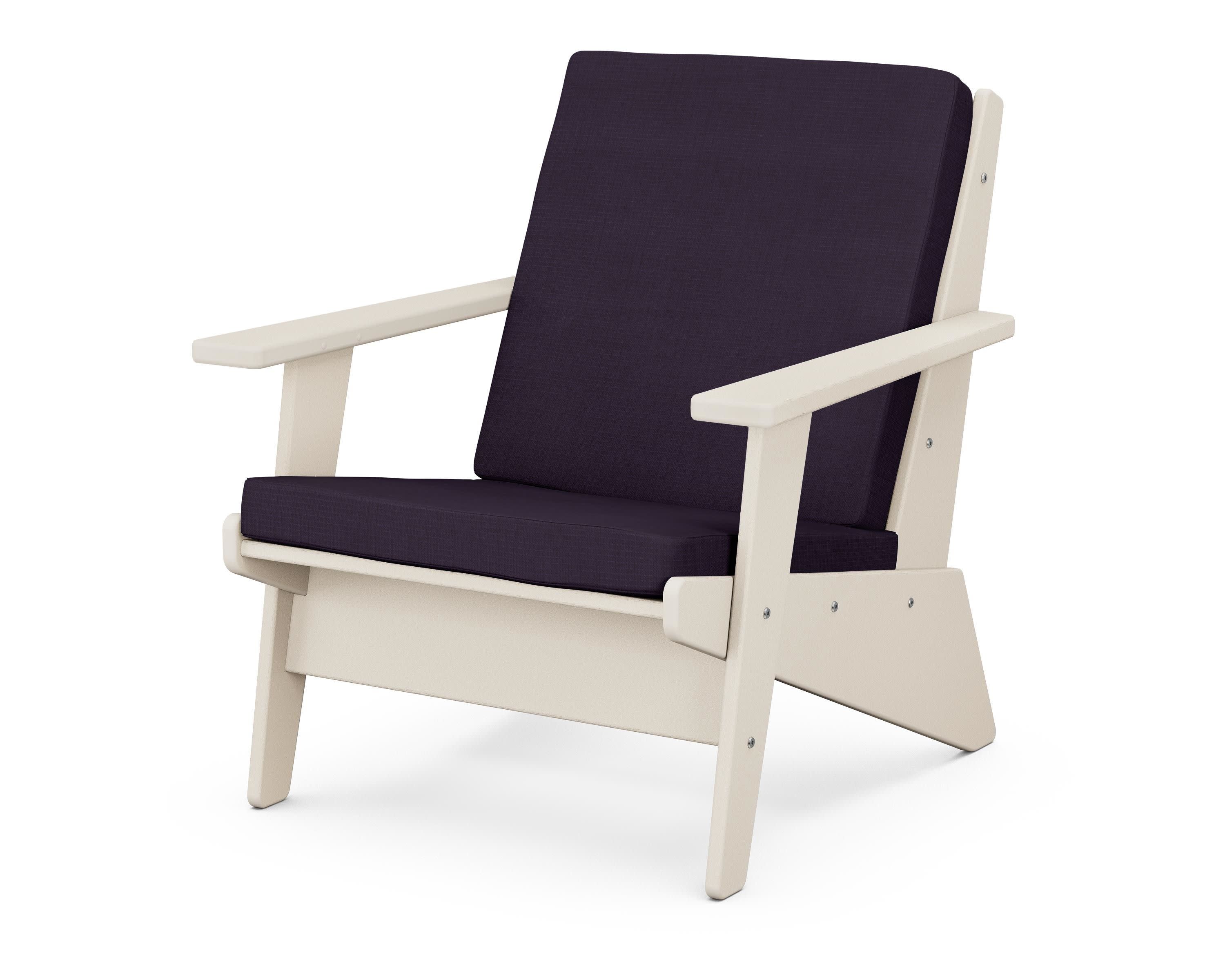 Riviera Modern Lounge Chair in Sand / Navy Linen