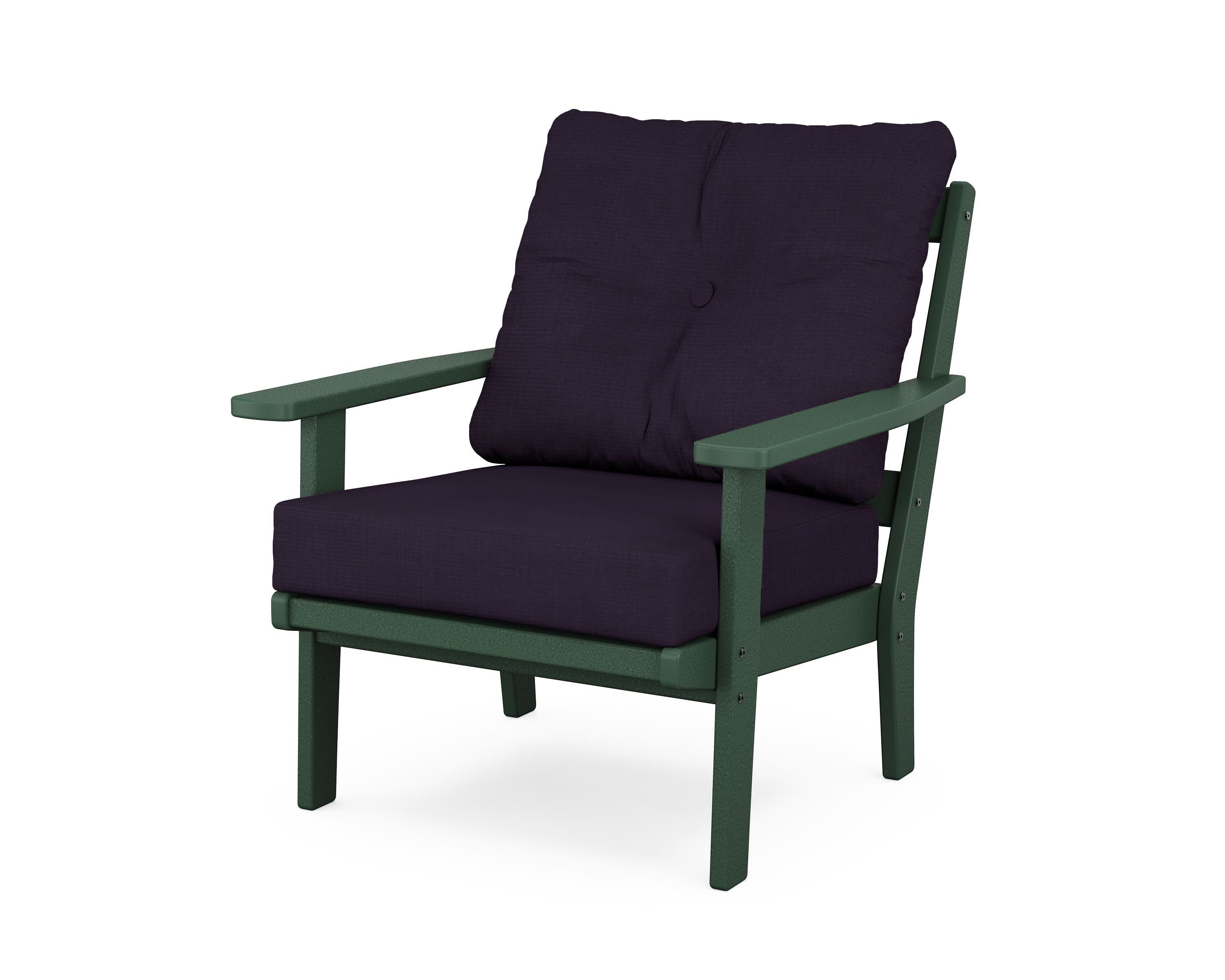 Oxford Deep Seating Chair in Green / Navy Linen