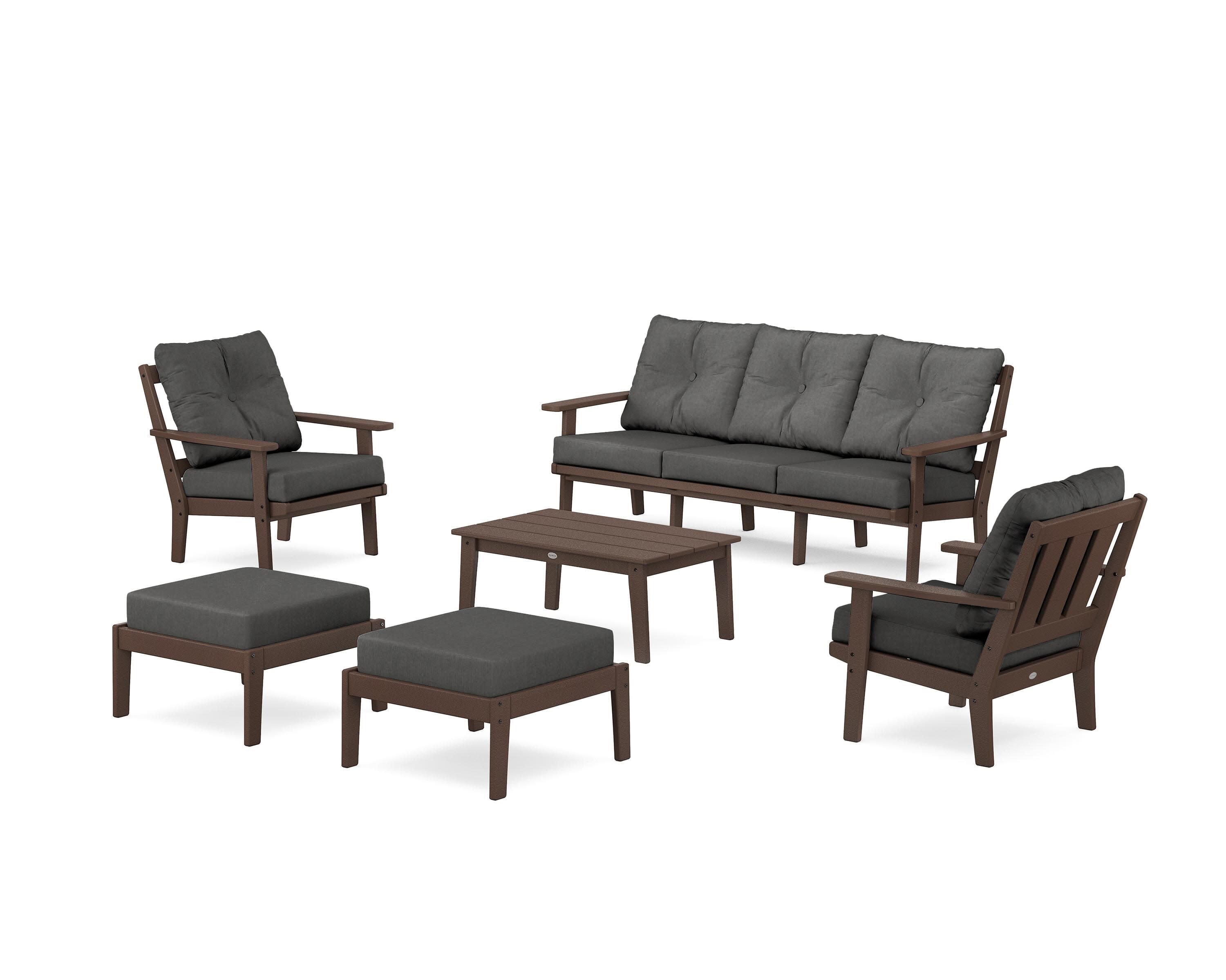 Oxford 6-Piece Lounge Sofa Set in Mahogany / Spectrum Carbon
