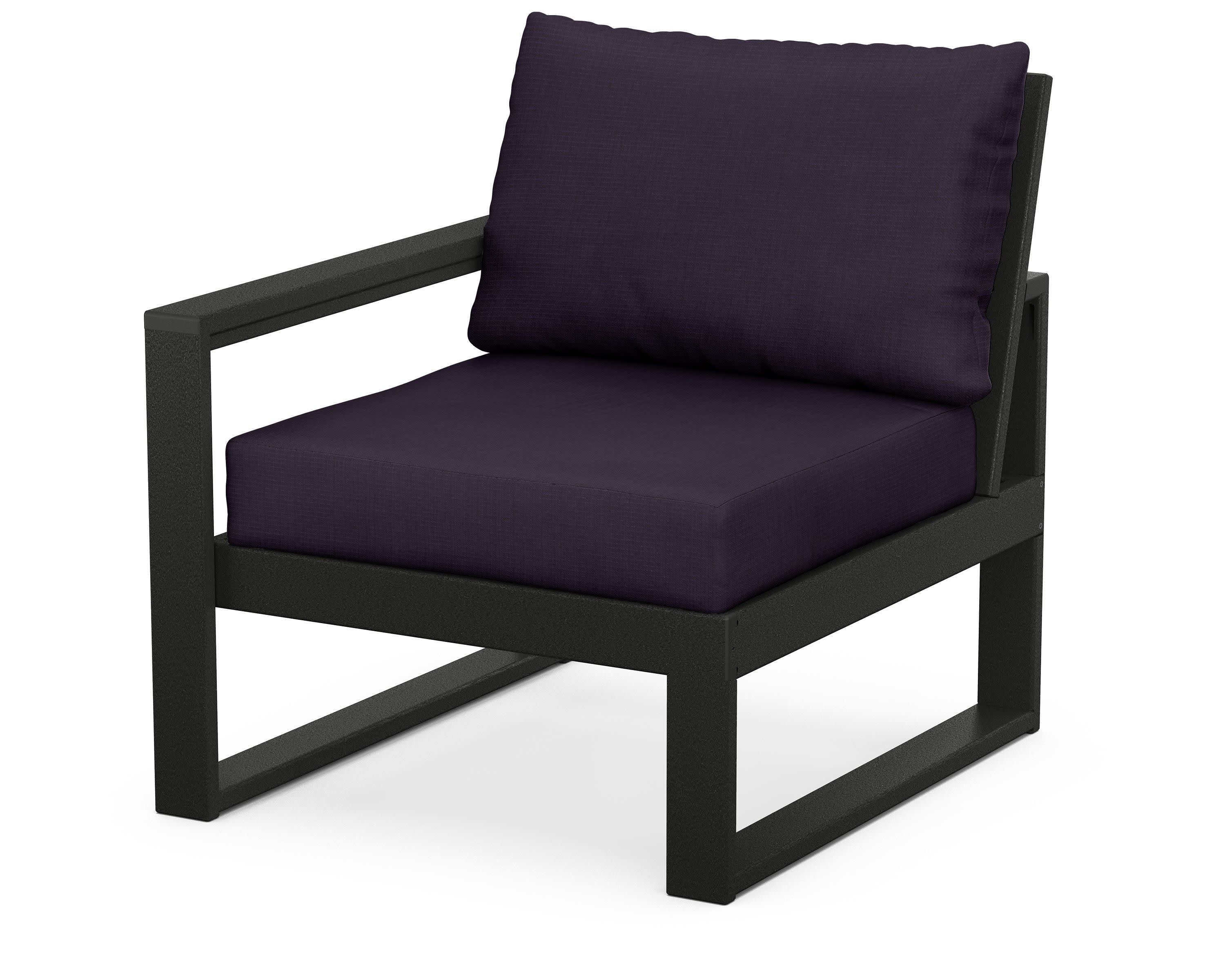 EDGE Modular Left Arm Chair in Black / Navy Linen