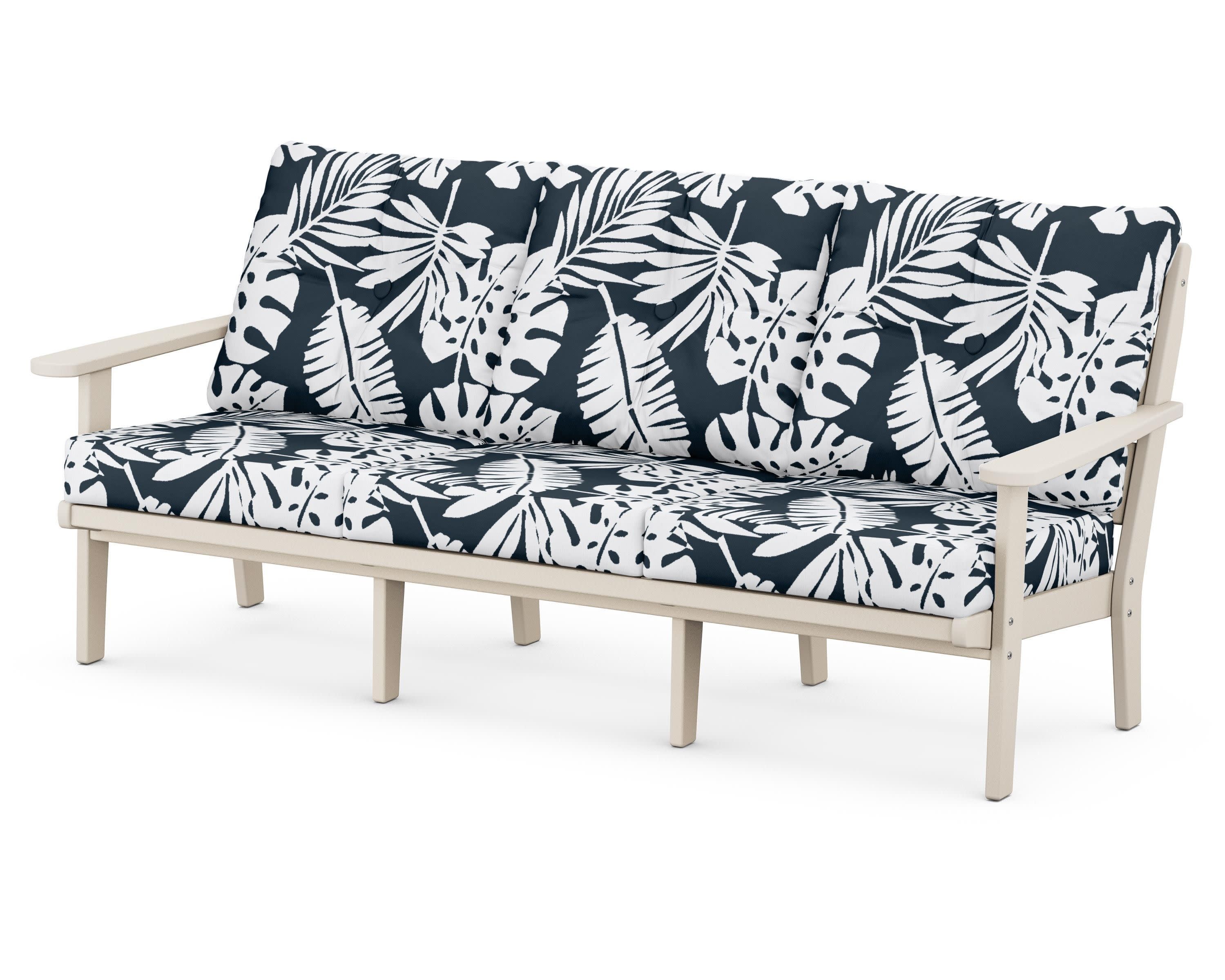 Lakeside Deep Seating Sofa in Sand / Leaf Marine Indigo