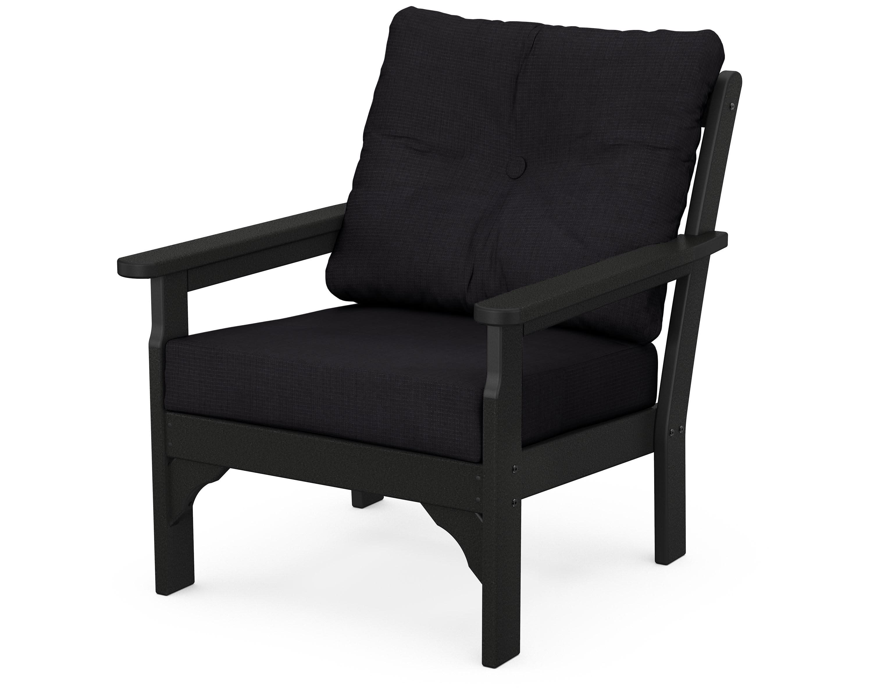 Vineyard Deep Seating Chair in Black / Midnight Linen