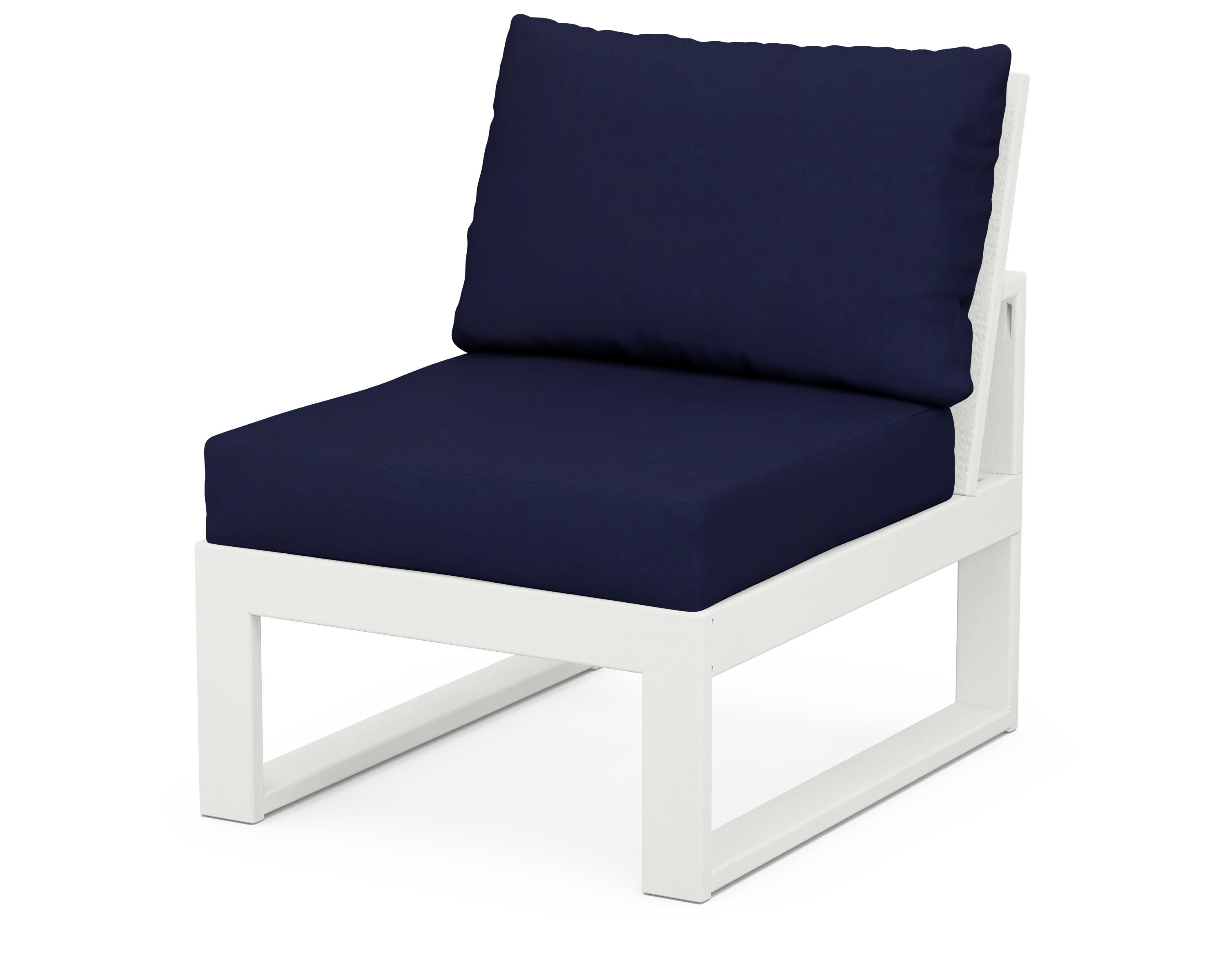 Modular Armless Chair in Vintage White / Navy