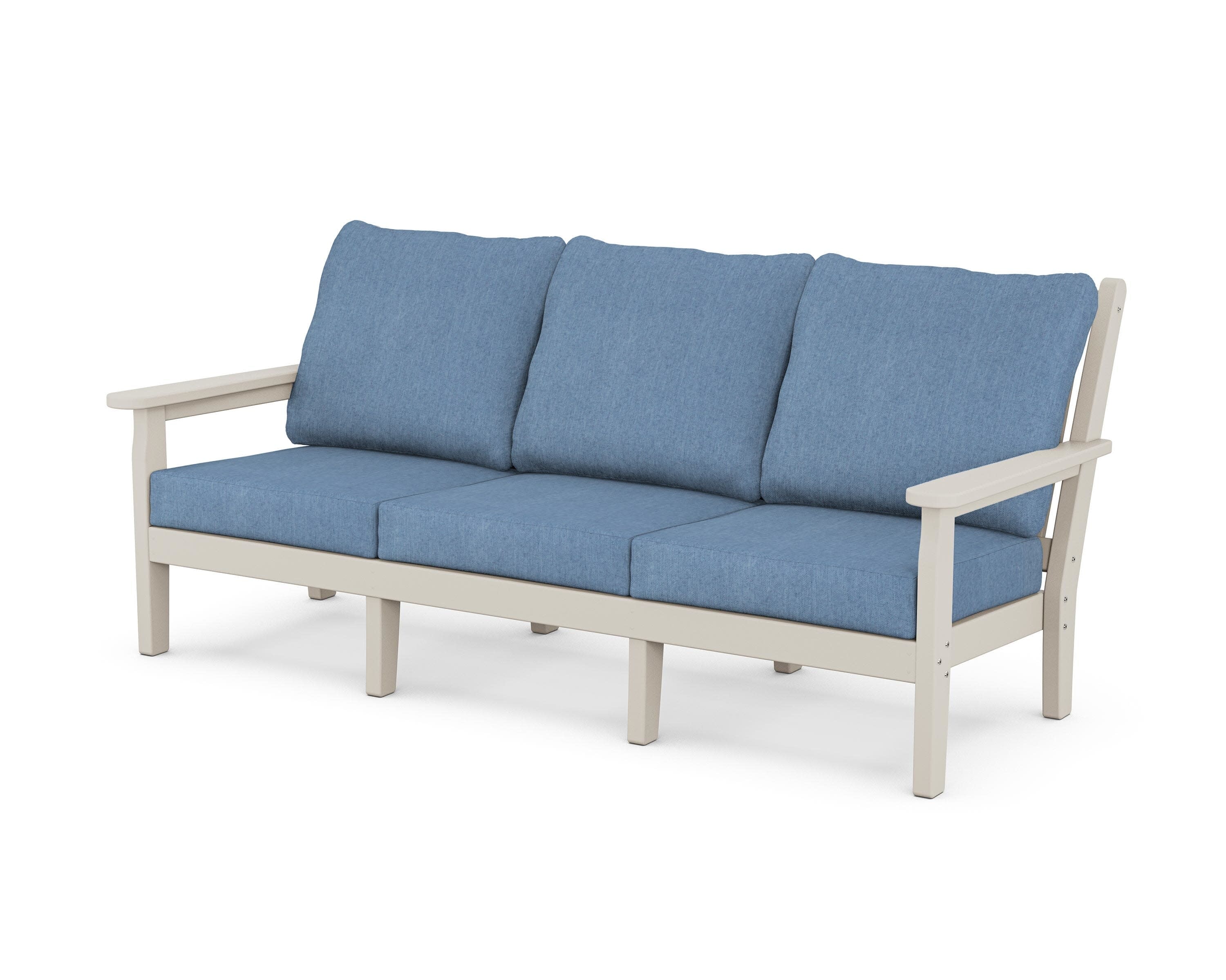 Chippendale Deep Seating Sofa in Sand / Sky Blue