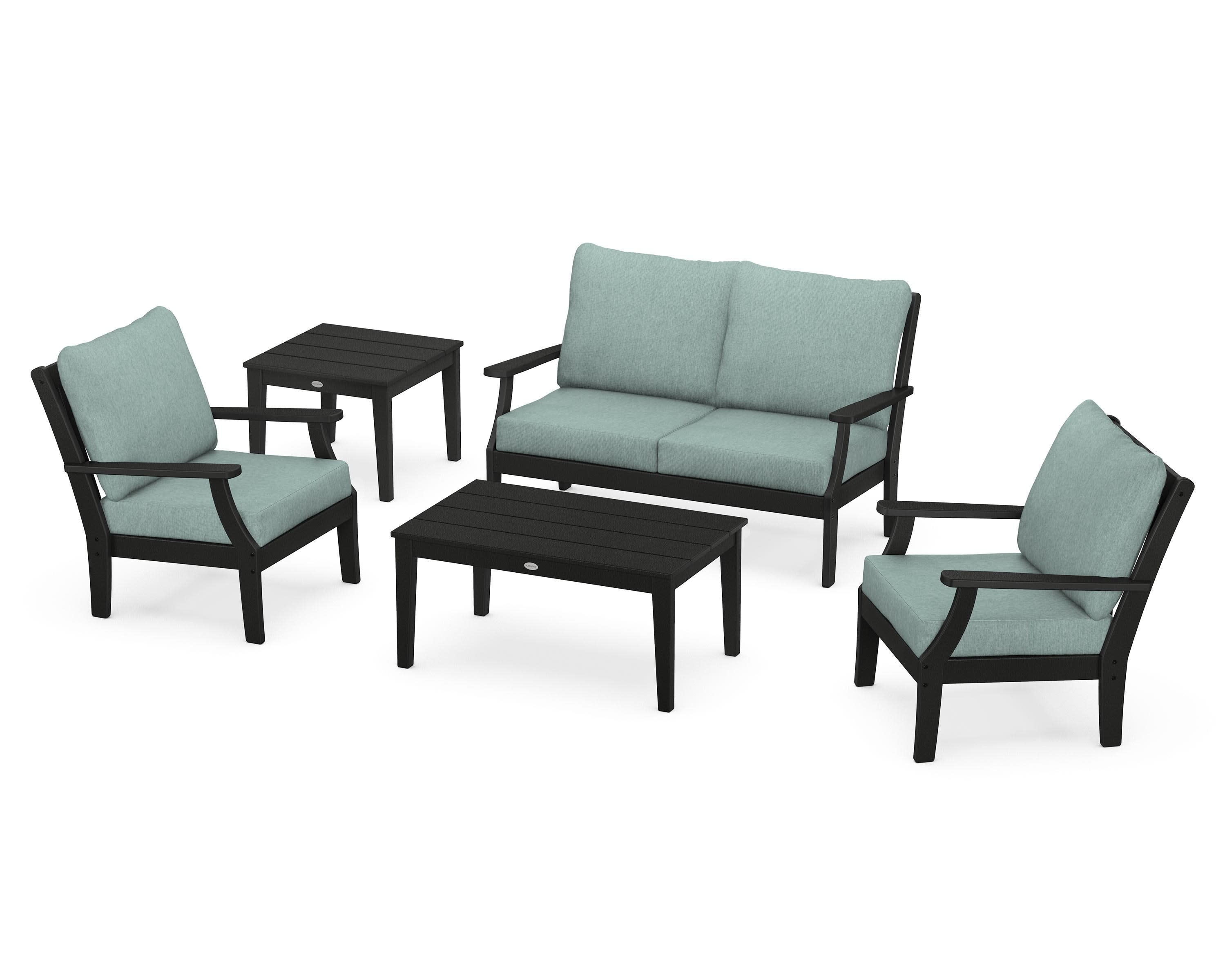 Braxton 5-Piece Deep Seating Set in Black / Glacier Spa