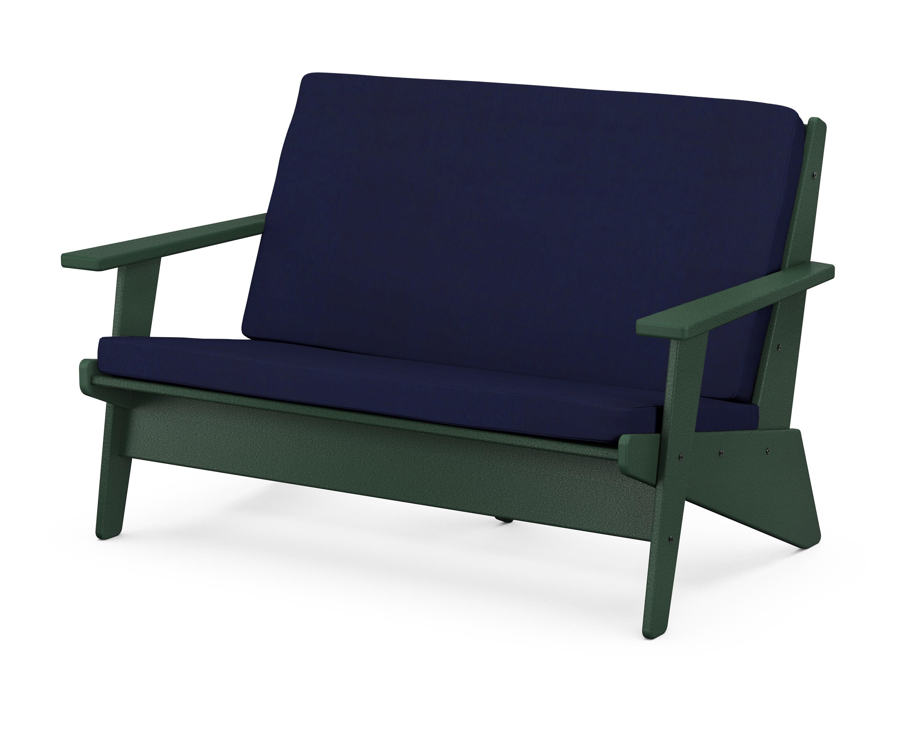 Riviera Modern Lounge Loveseat in Green / Navy