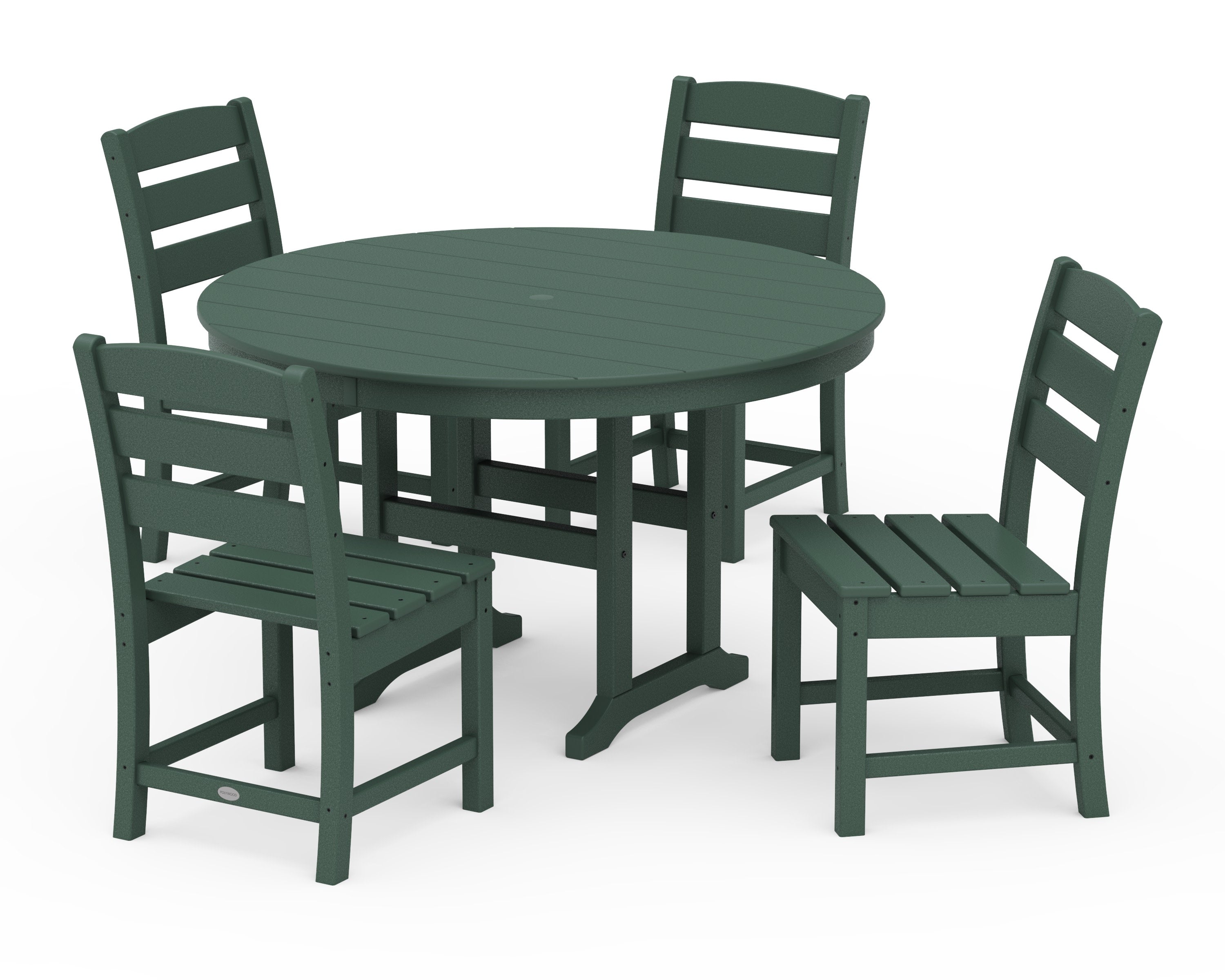 Lakeside 5-Piece Round Farmhouse Side Chair Dining Set in Green