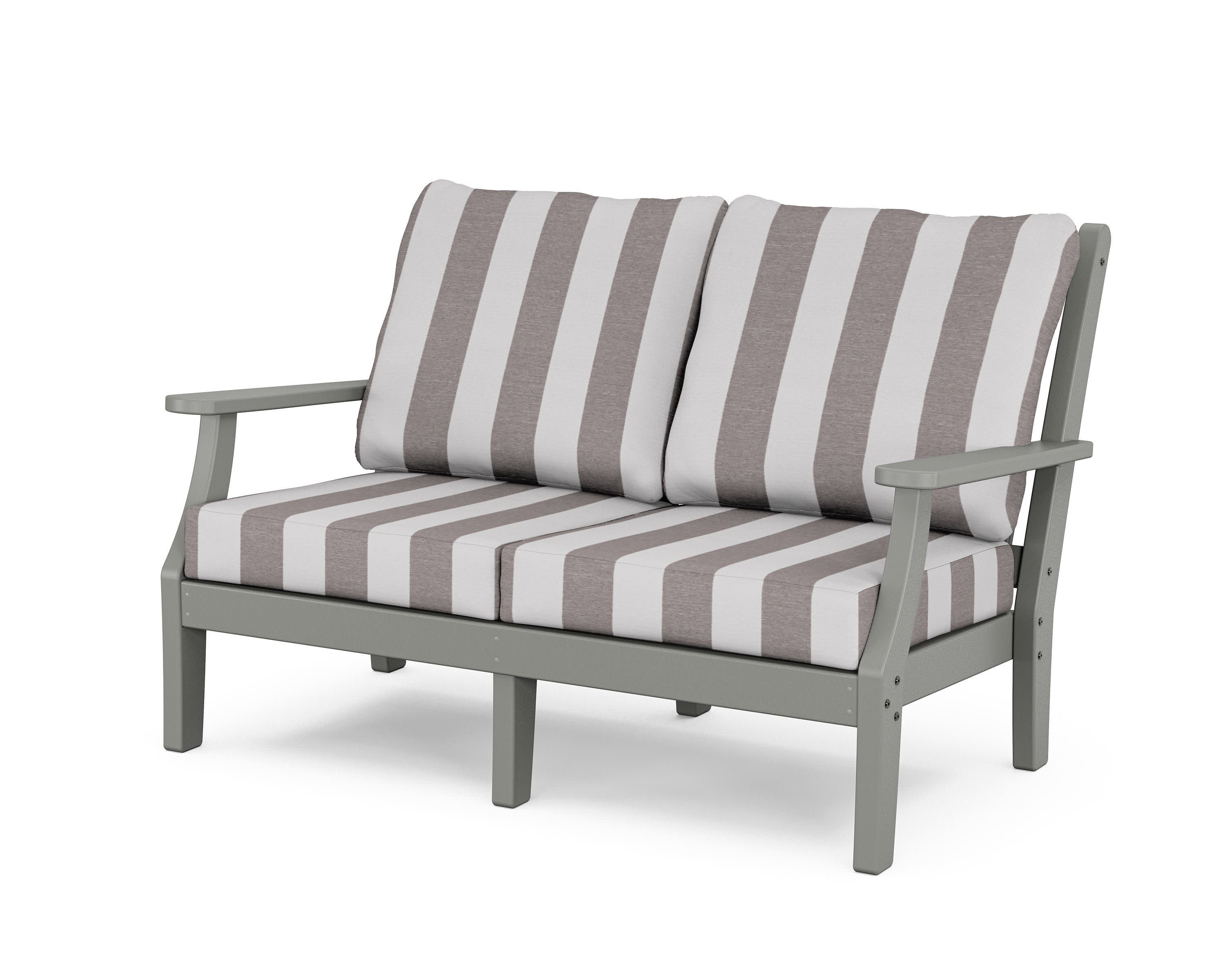 Wovendale Deep Seating Loveseat in Slate Grey / Cabana Stripe Grey Mist