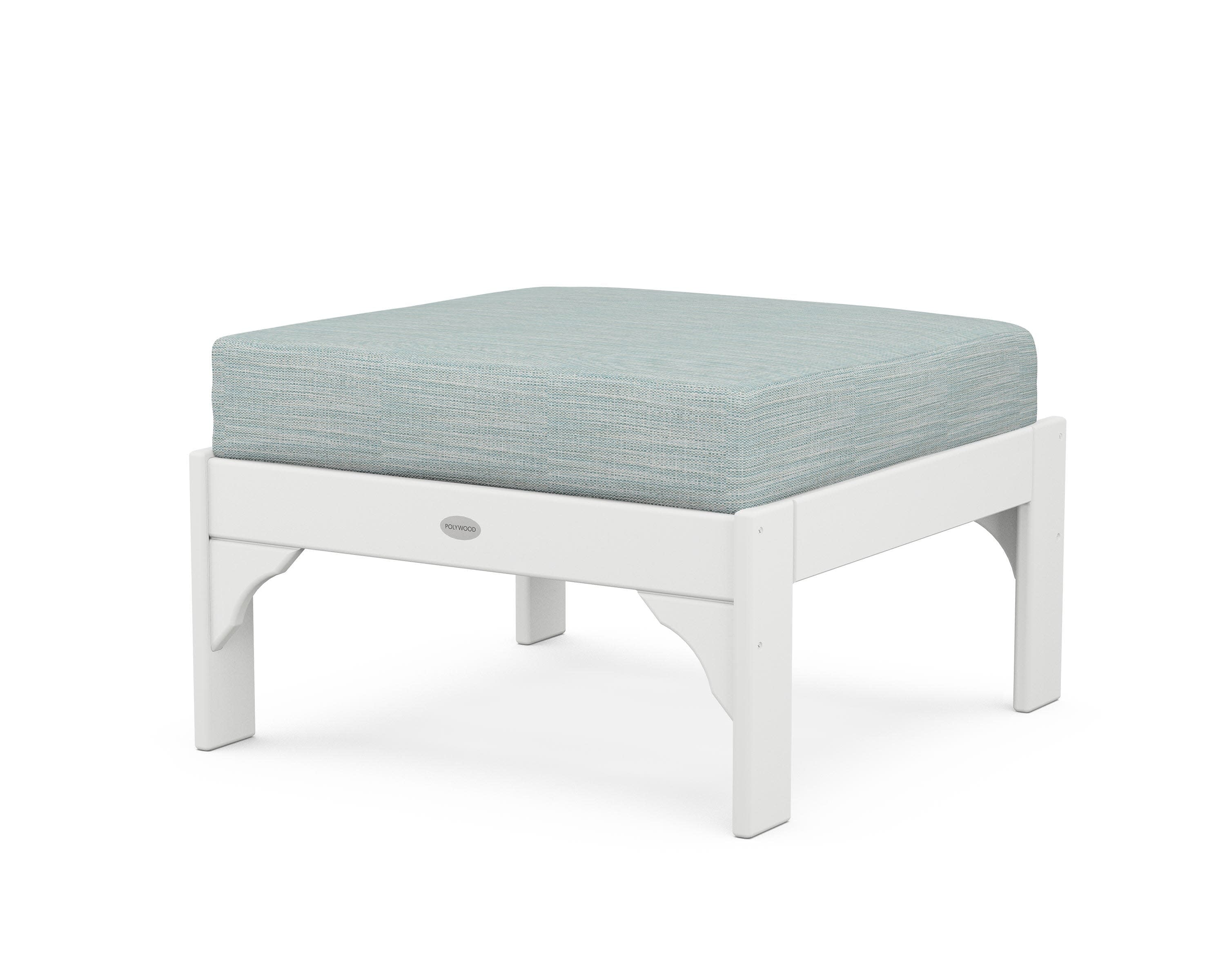 Vineyard Deep Seating Ottoman in White / Soothe Mist