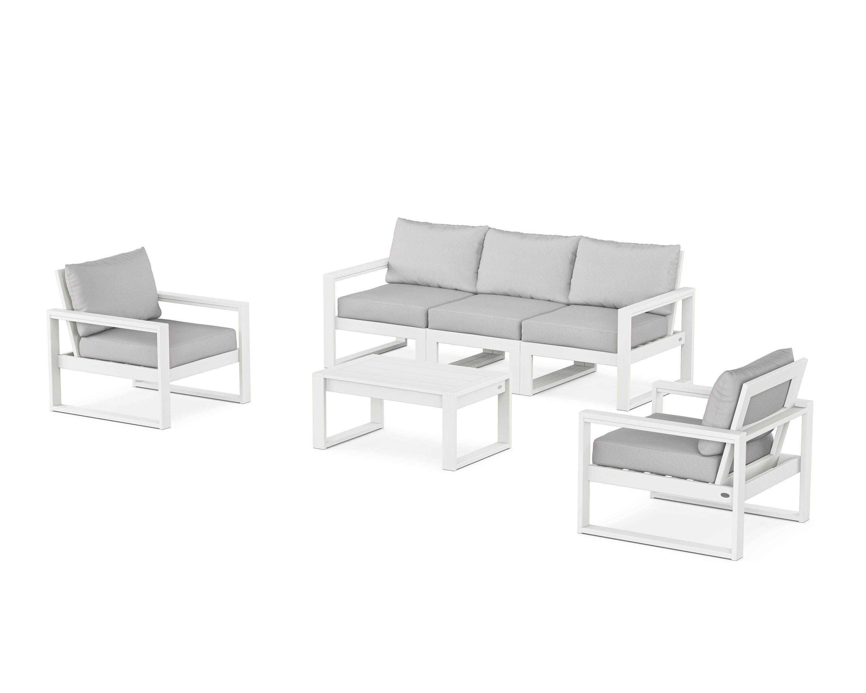 EDGE Sectional 4-Piece Deep Seating Set with Sofa in Vintage White / Diamond in the Rough