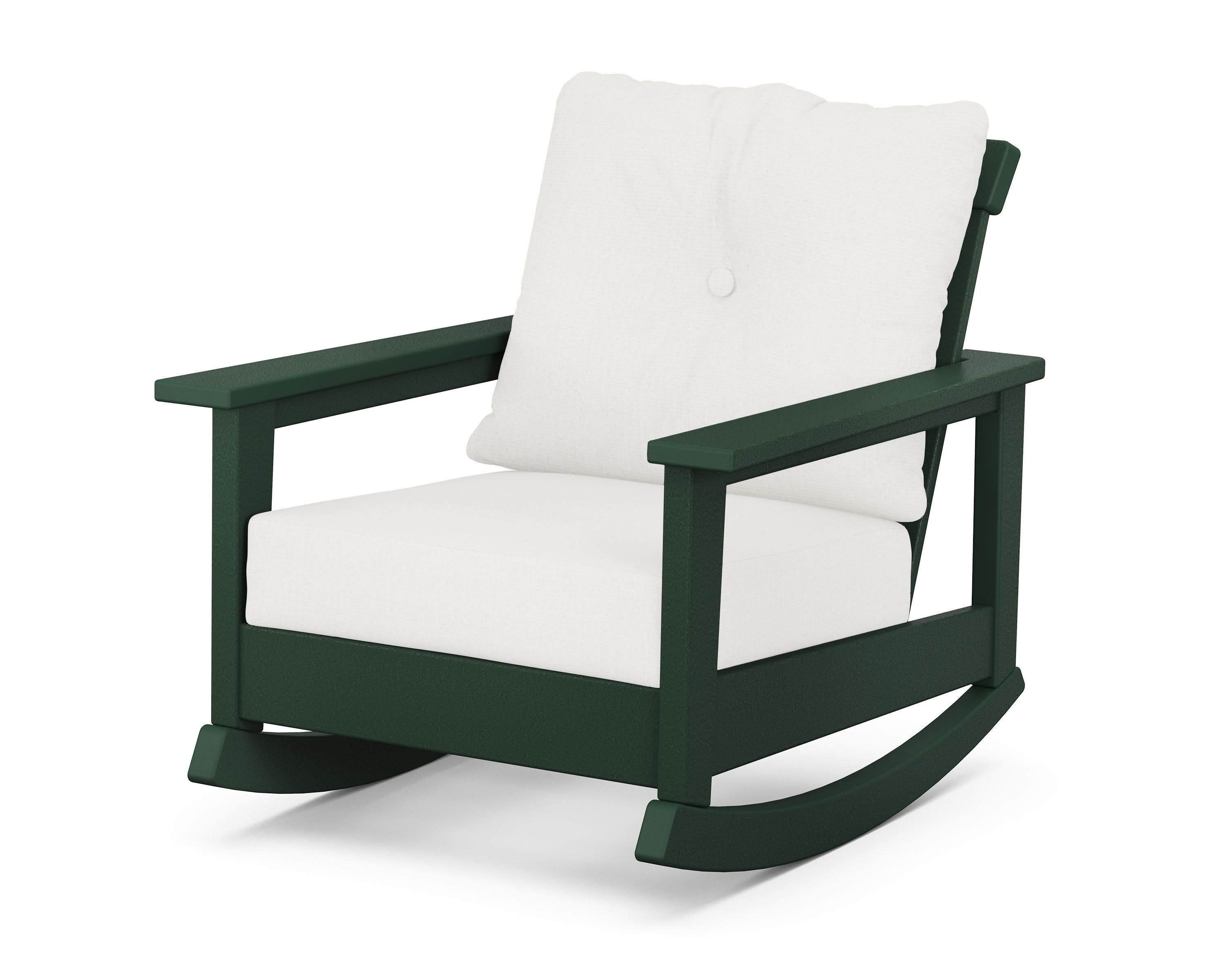 Prescott Deep Seating Rocking Chair in Green / Natural Linen