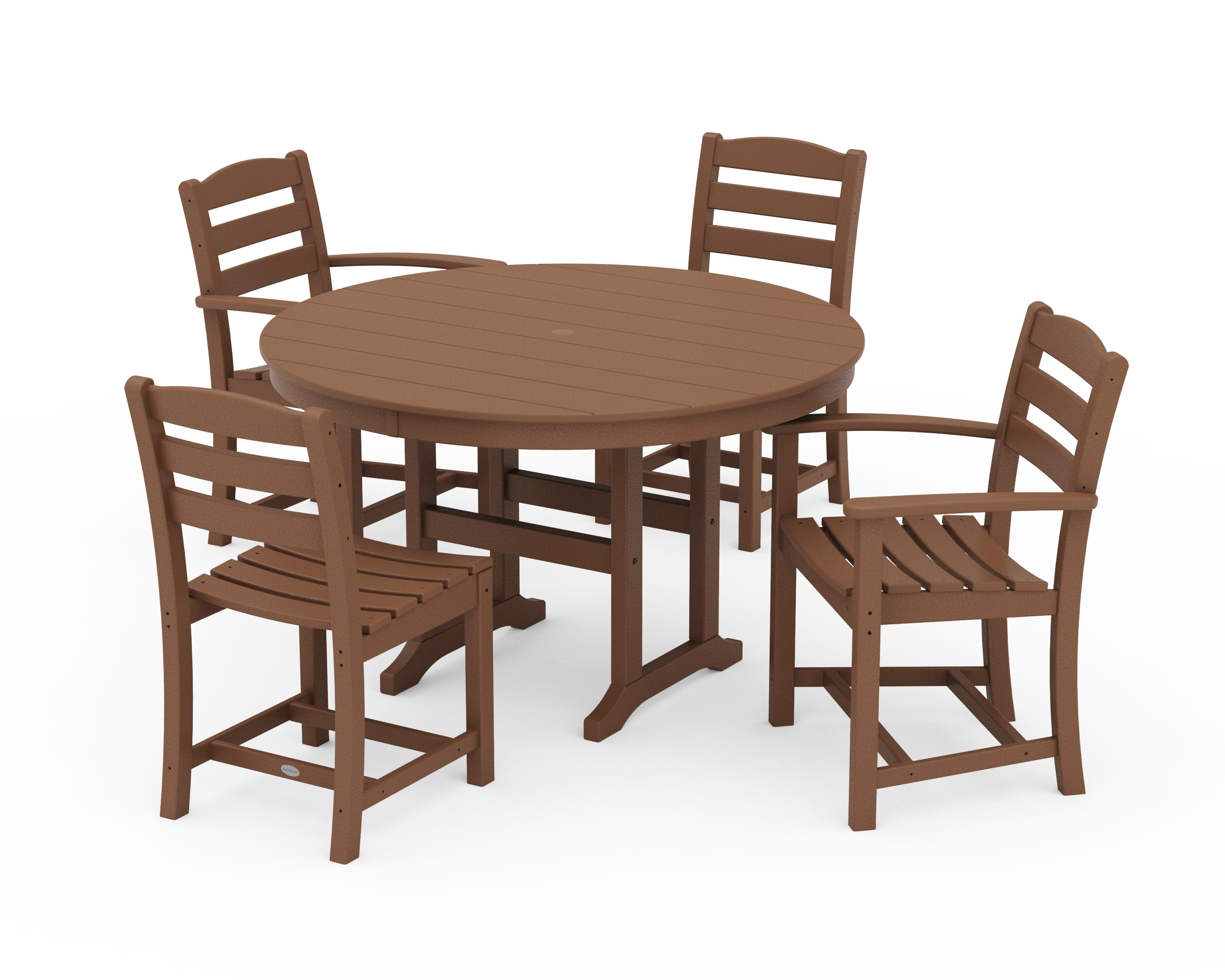 La Casa Caf 5-Piece Round Farmhouse Dining Set in Teak