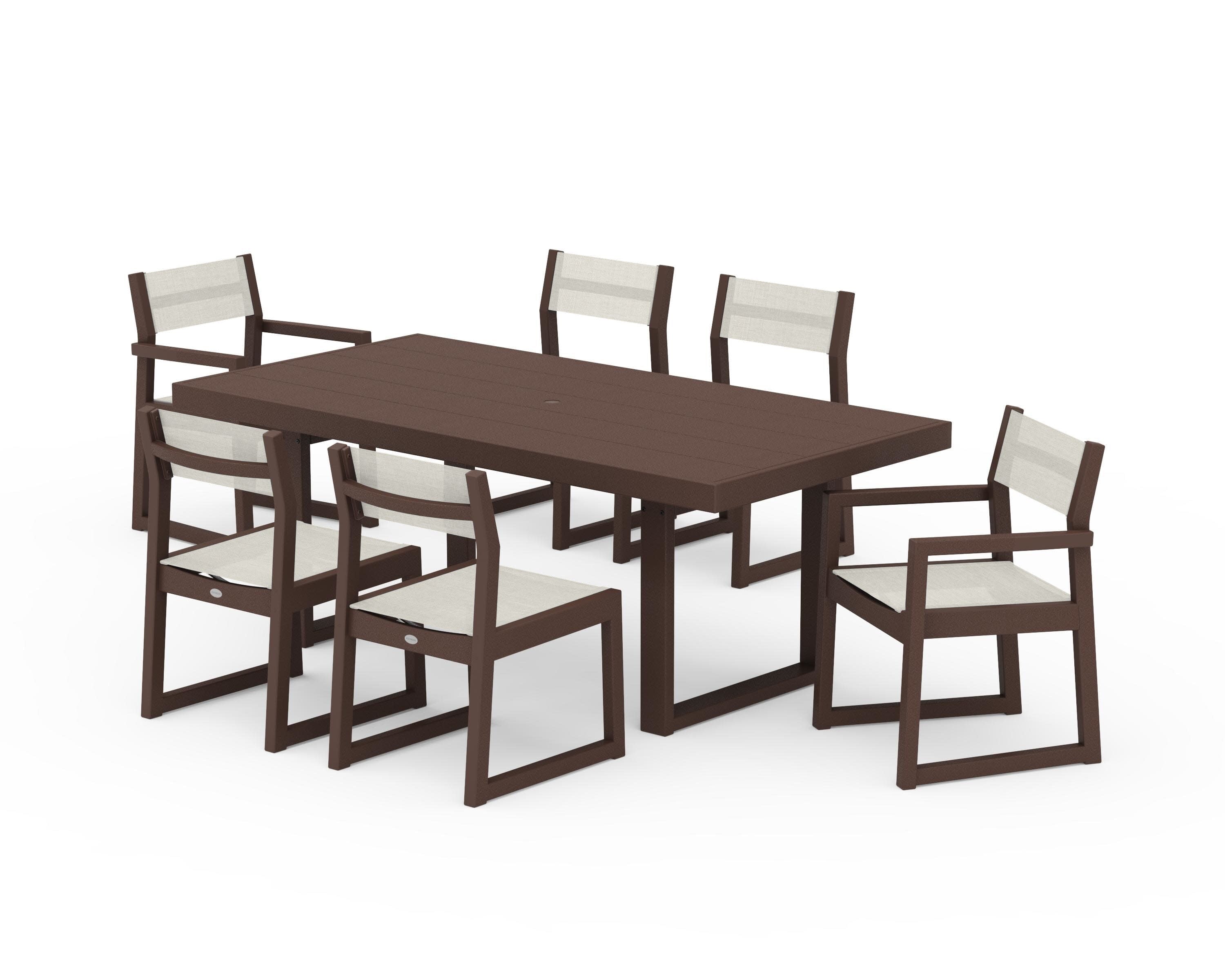 EDGE Sling 7-Piece Dining Set in Mahogany / Parchment Sling