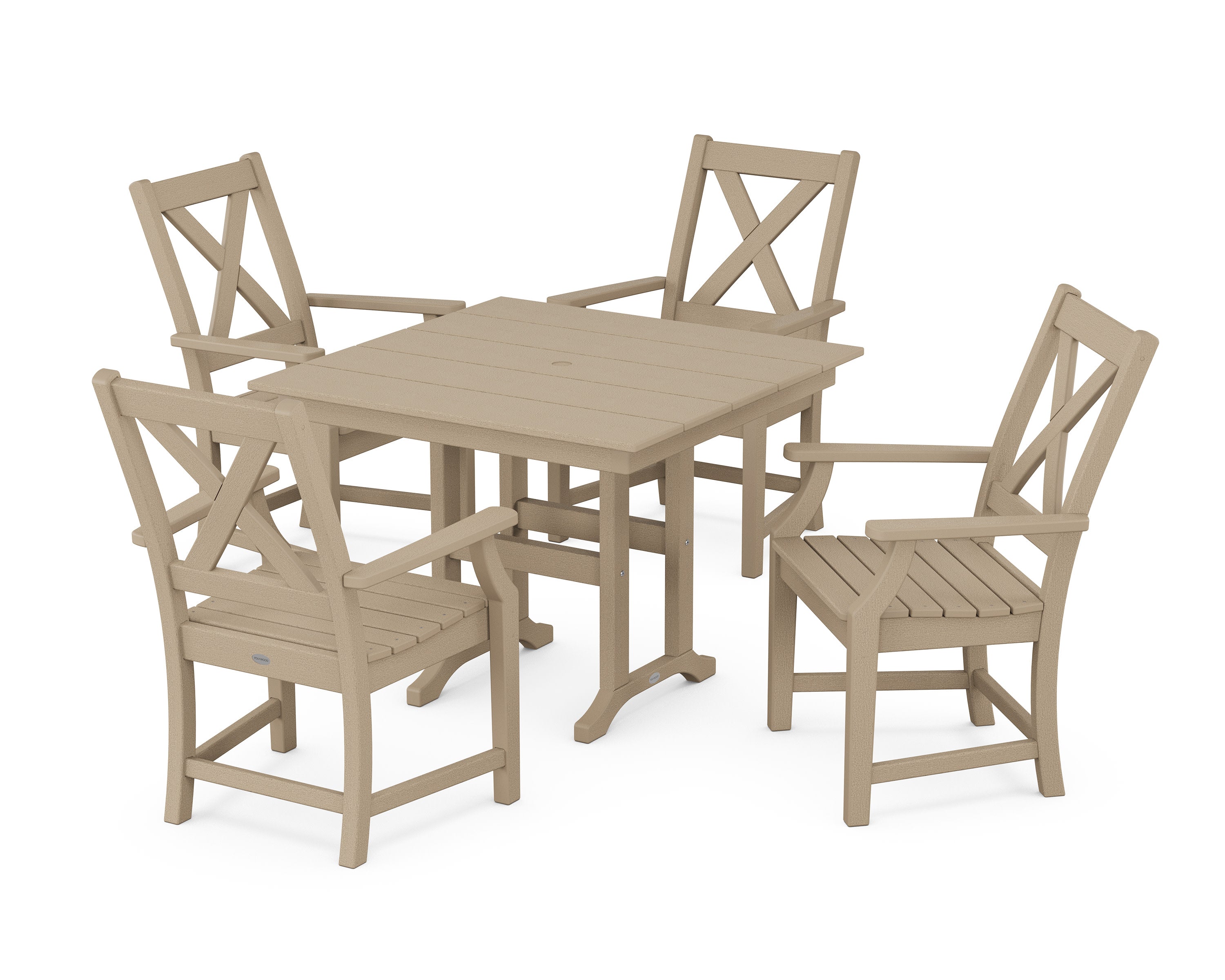 Braxton 5-Piece Farmhouse Dining Set in Vintage Sahara