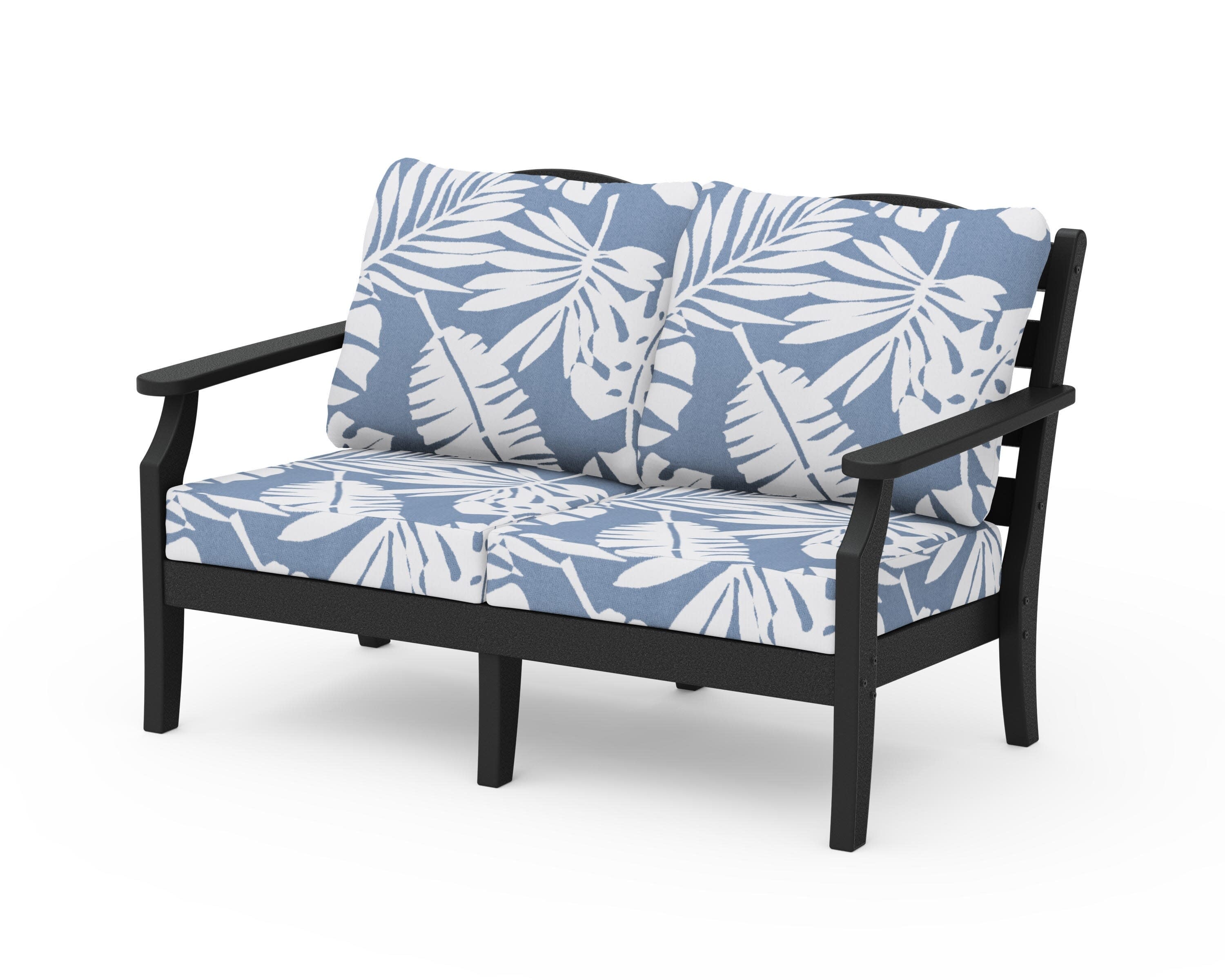 Savannah Deep Seating Loveseat in Black / Leaf Sky Blue