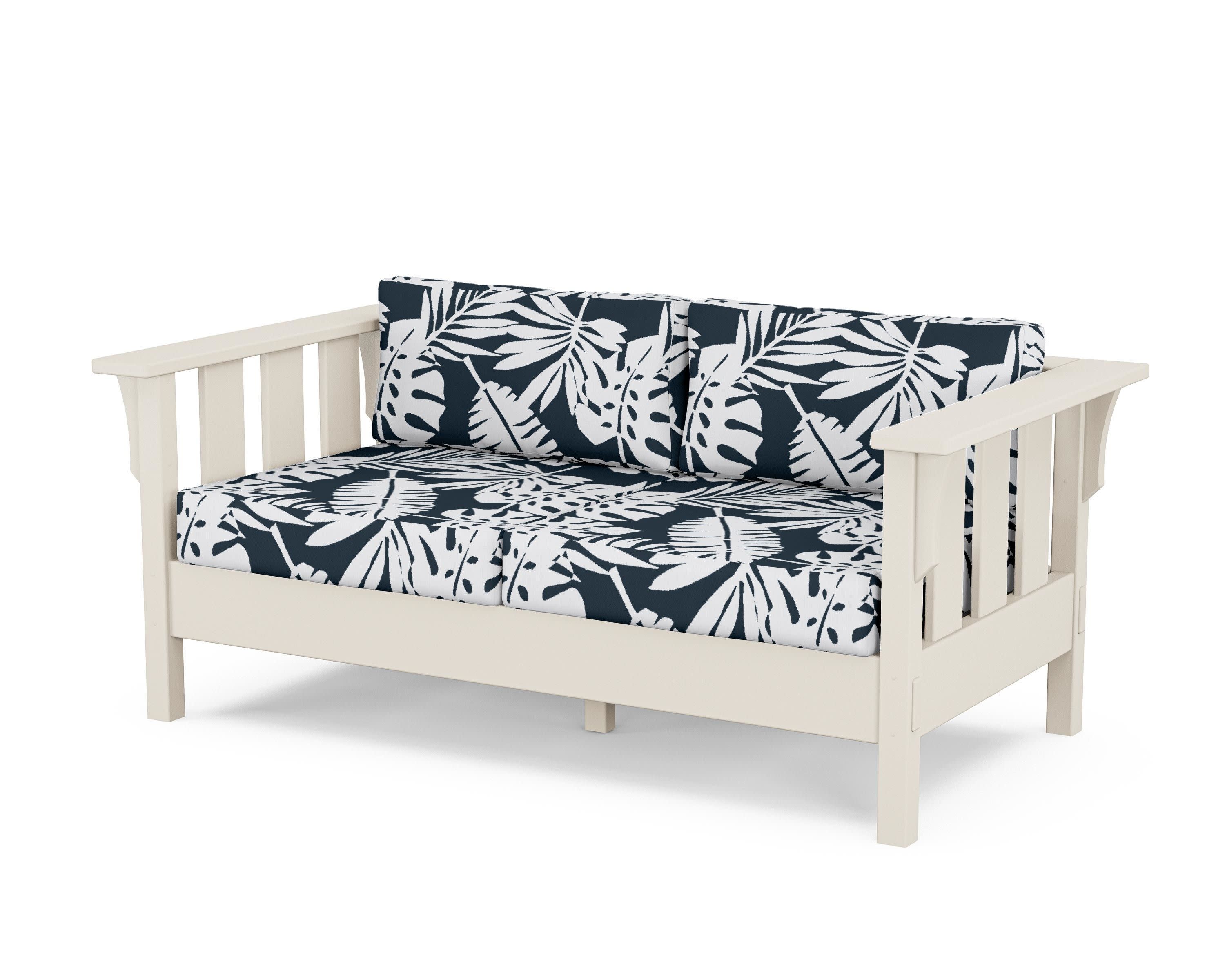 Acadia Deep Seating Loveseat in Sand / Leaf Marine Indigo