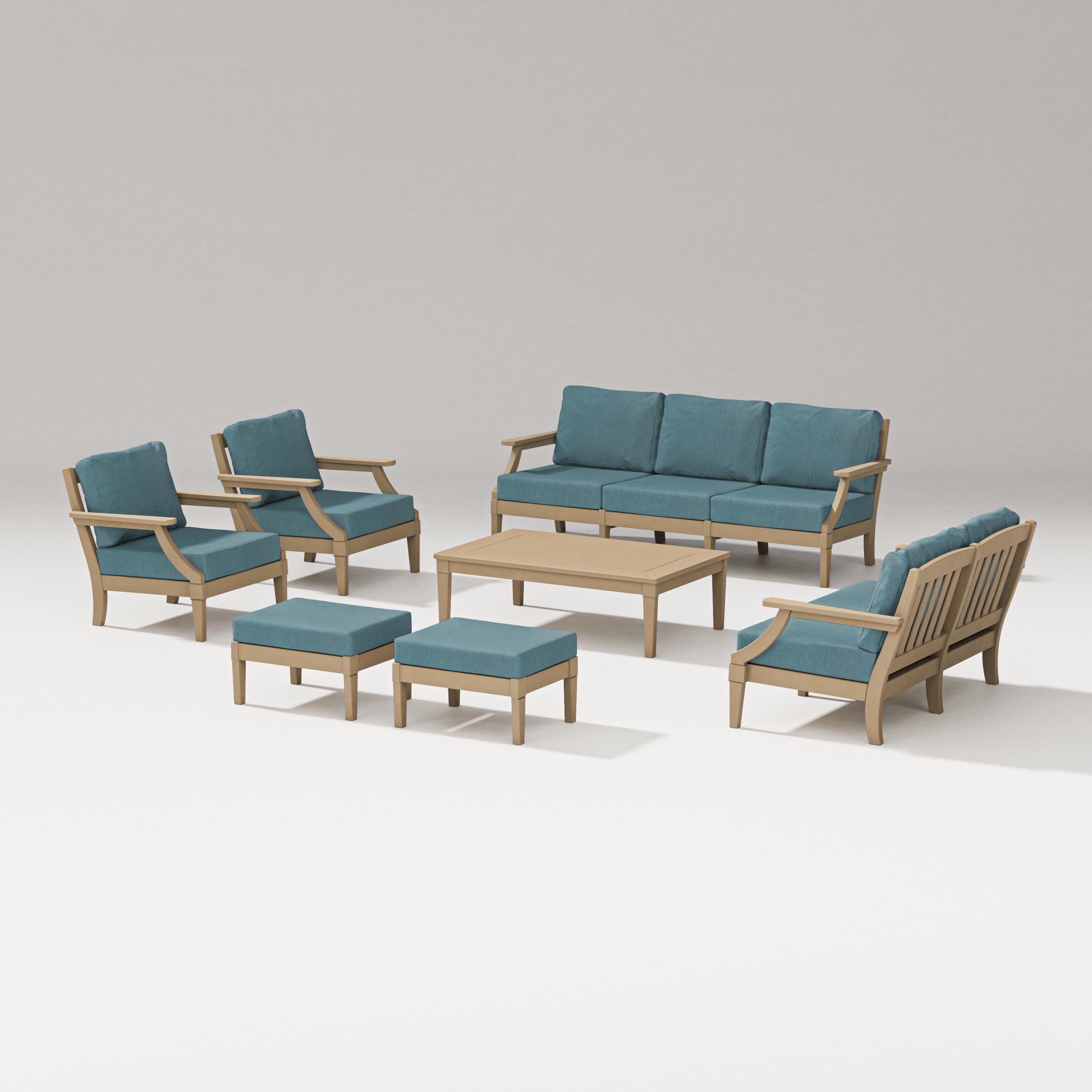 Estate 7-Piece Lounge Sofa Set in Vintage Sahara / Ocean Teal