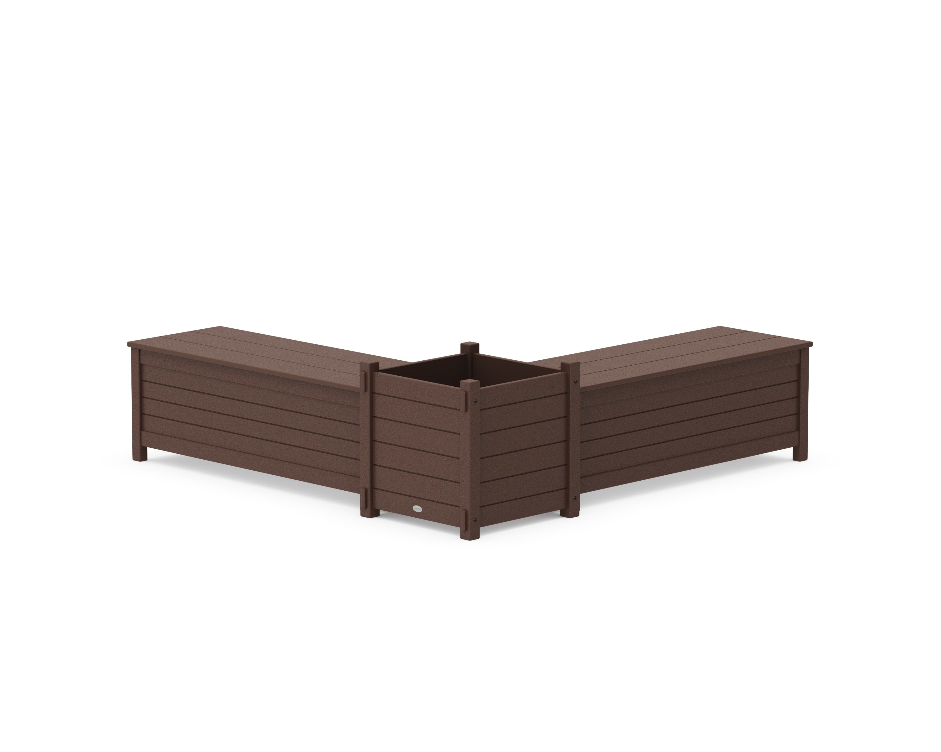 48" Nautical L- Shaped Planter Storage Bench Set- Large in Mahogany