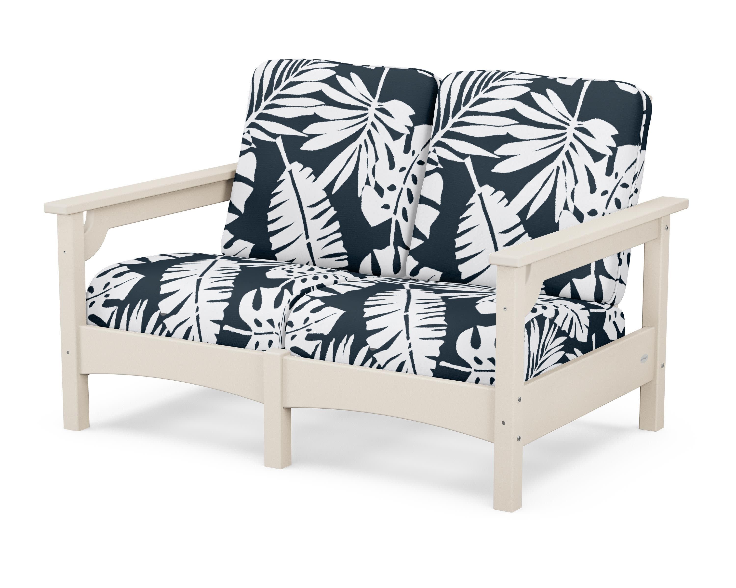 Club Loveseat in Sand / Leaf Marine Indigo