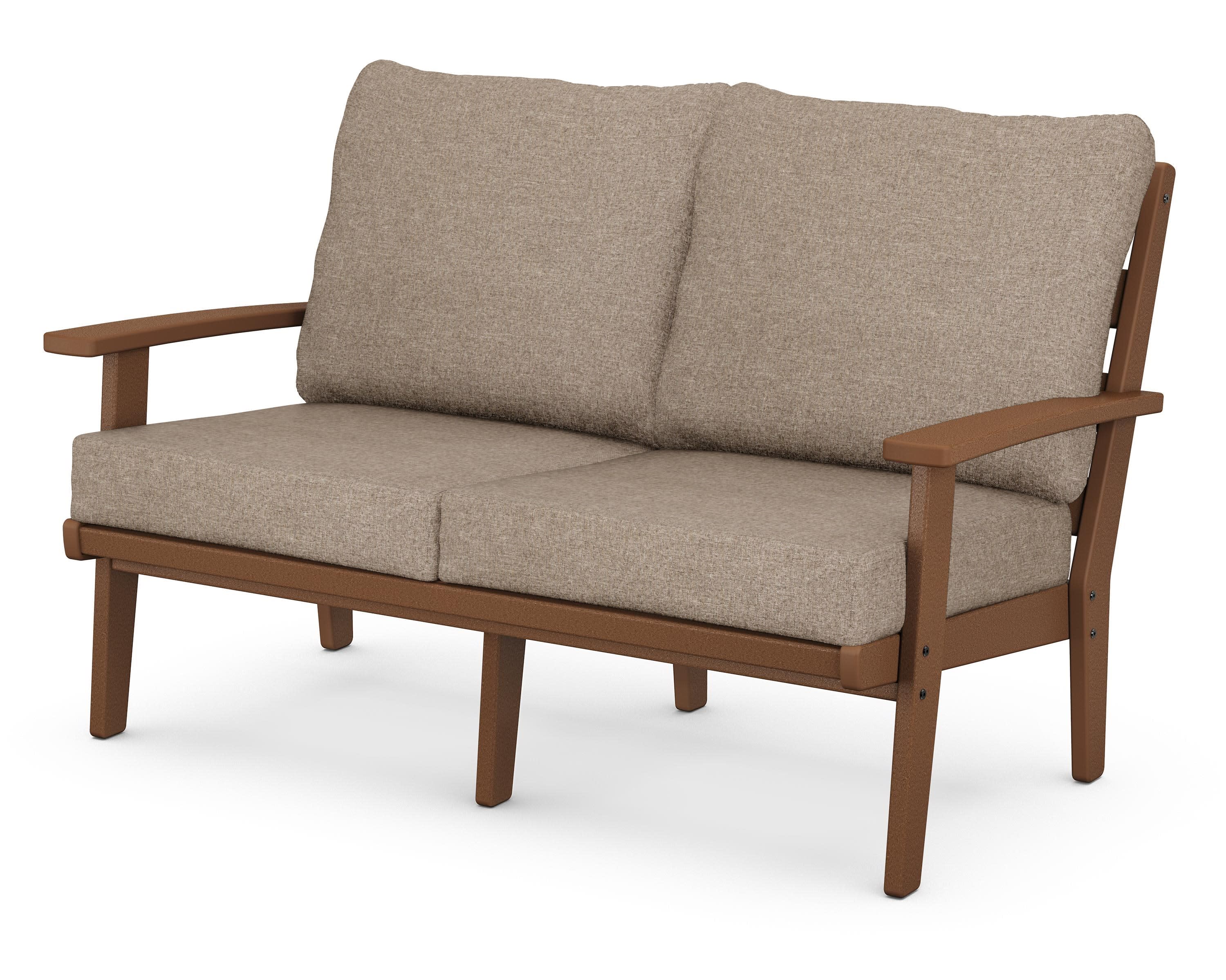 Grant Park Deep Seating Loveseat in Teak / Spiced Burlap