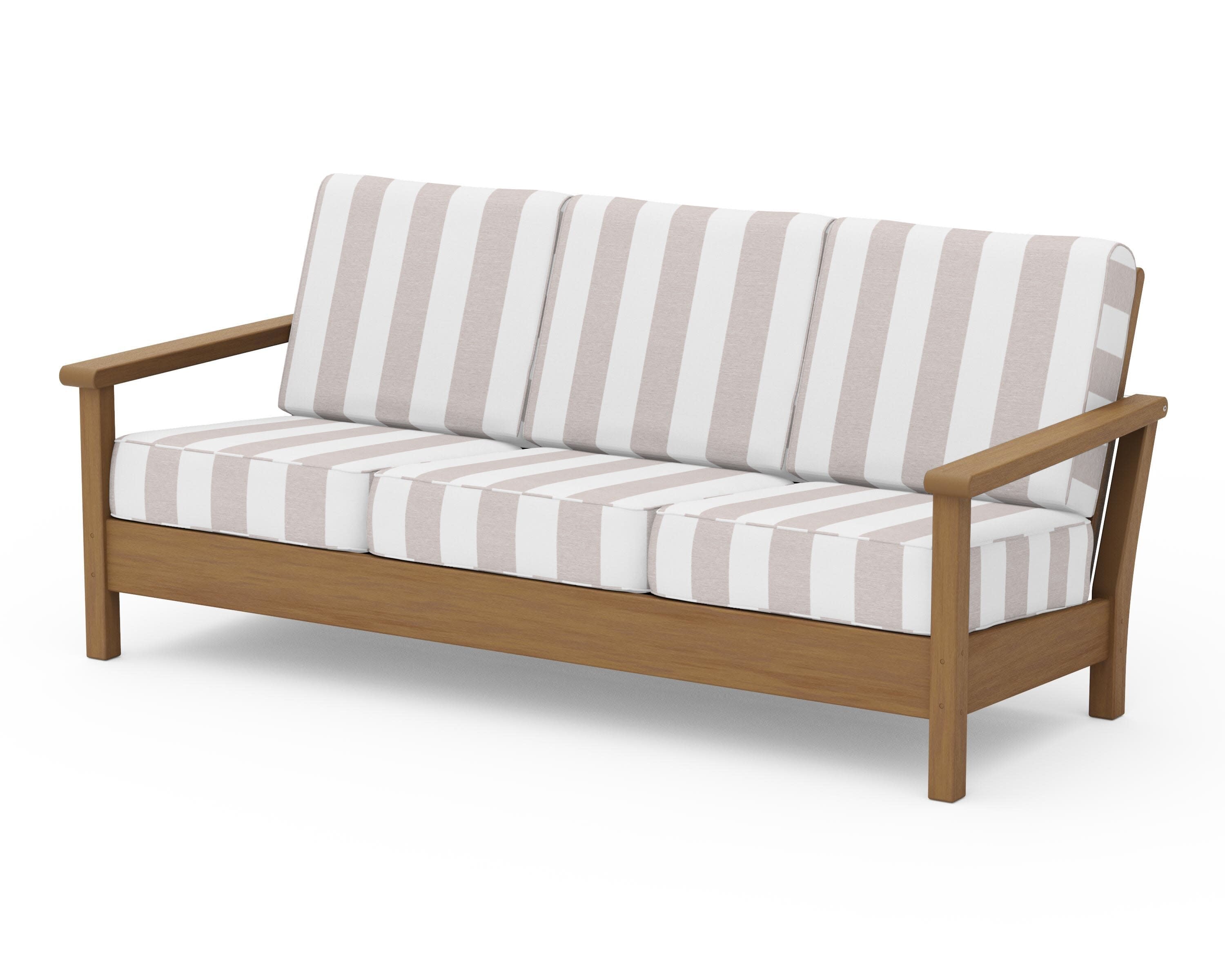 Harbour Deep Seating Sofa in Natural / Cabana Stripe Dune Burlap