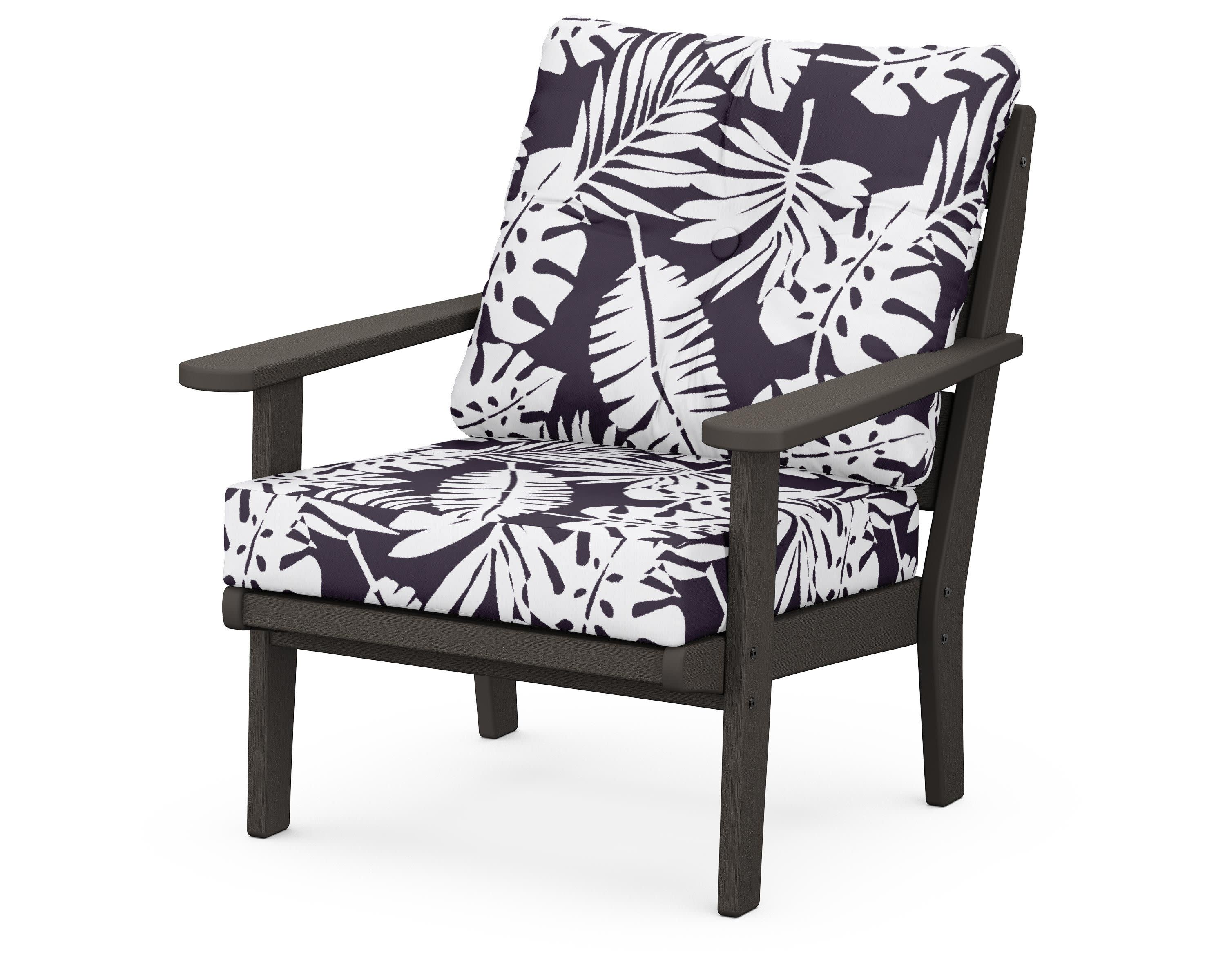 Lakeside Deep Seating Chair in Vintage Coffee / Leaf Navy