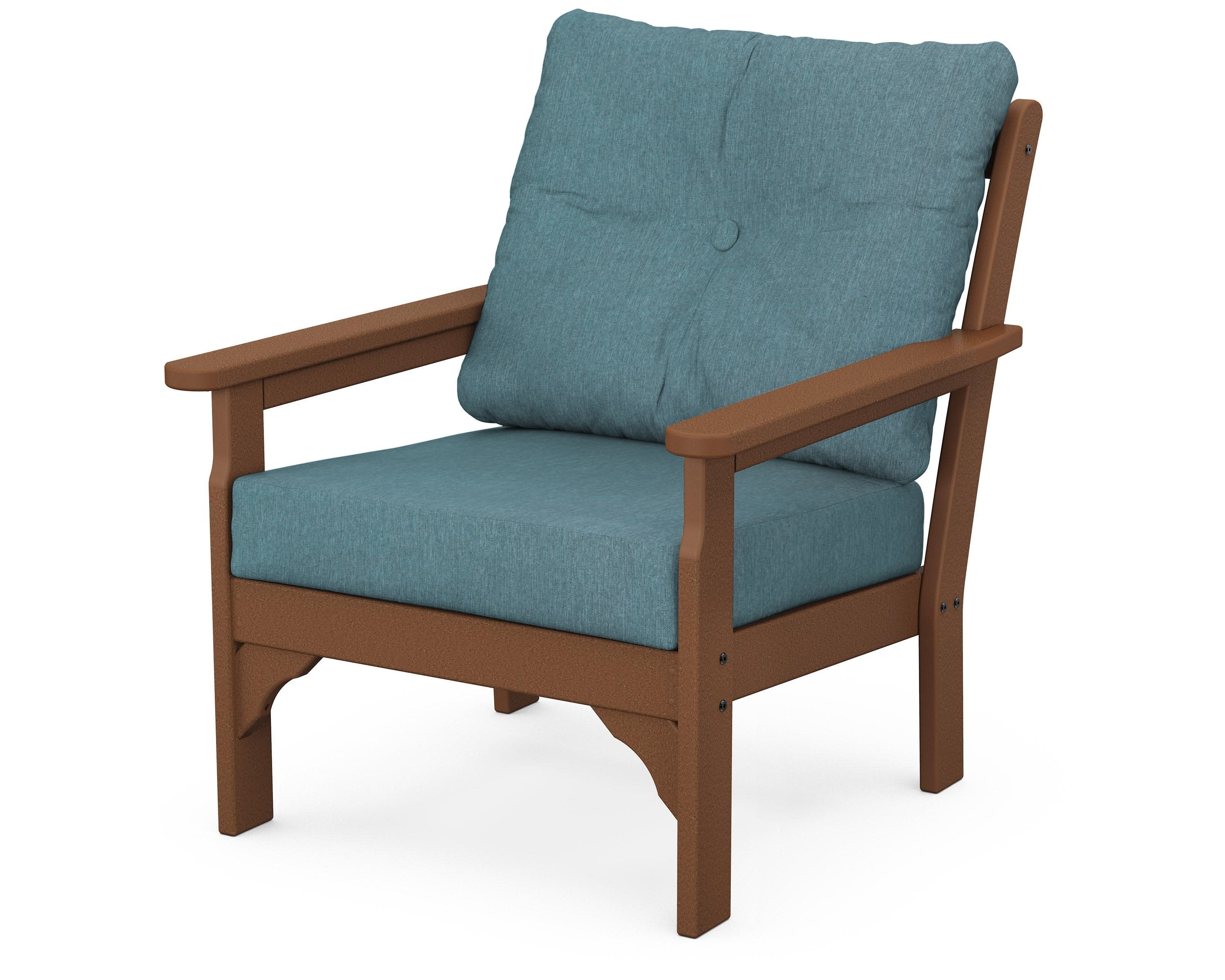 Vineyard Deep Seating Chair in Teak / Ocean Teal