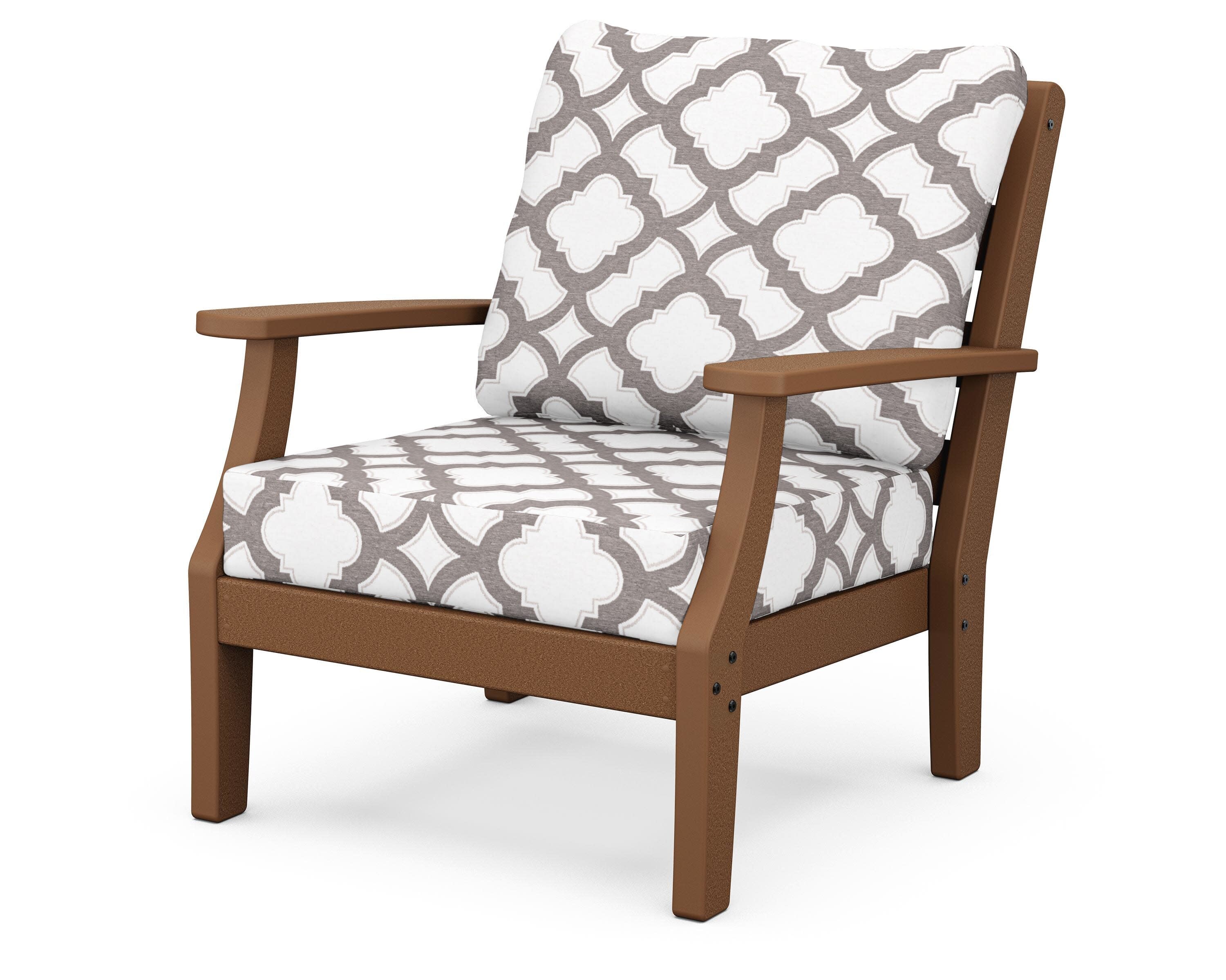 Chesapeake Deep Seating Chair in Teak / Trellis Grey Mist