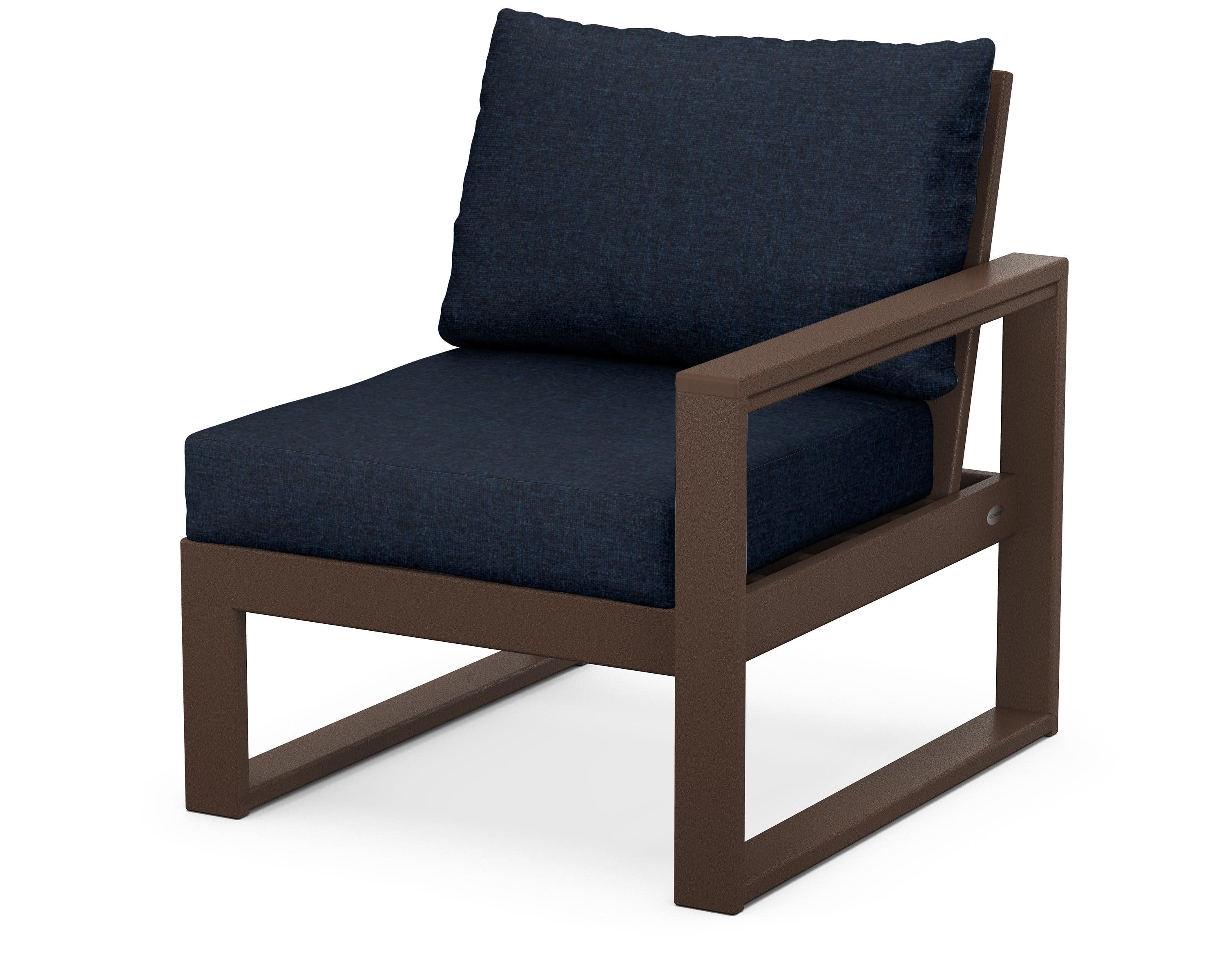 EDGE Modular Right Arm Chair in Mahogany / Marine Indigo