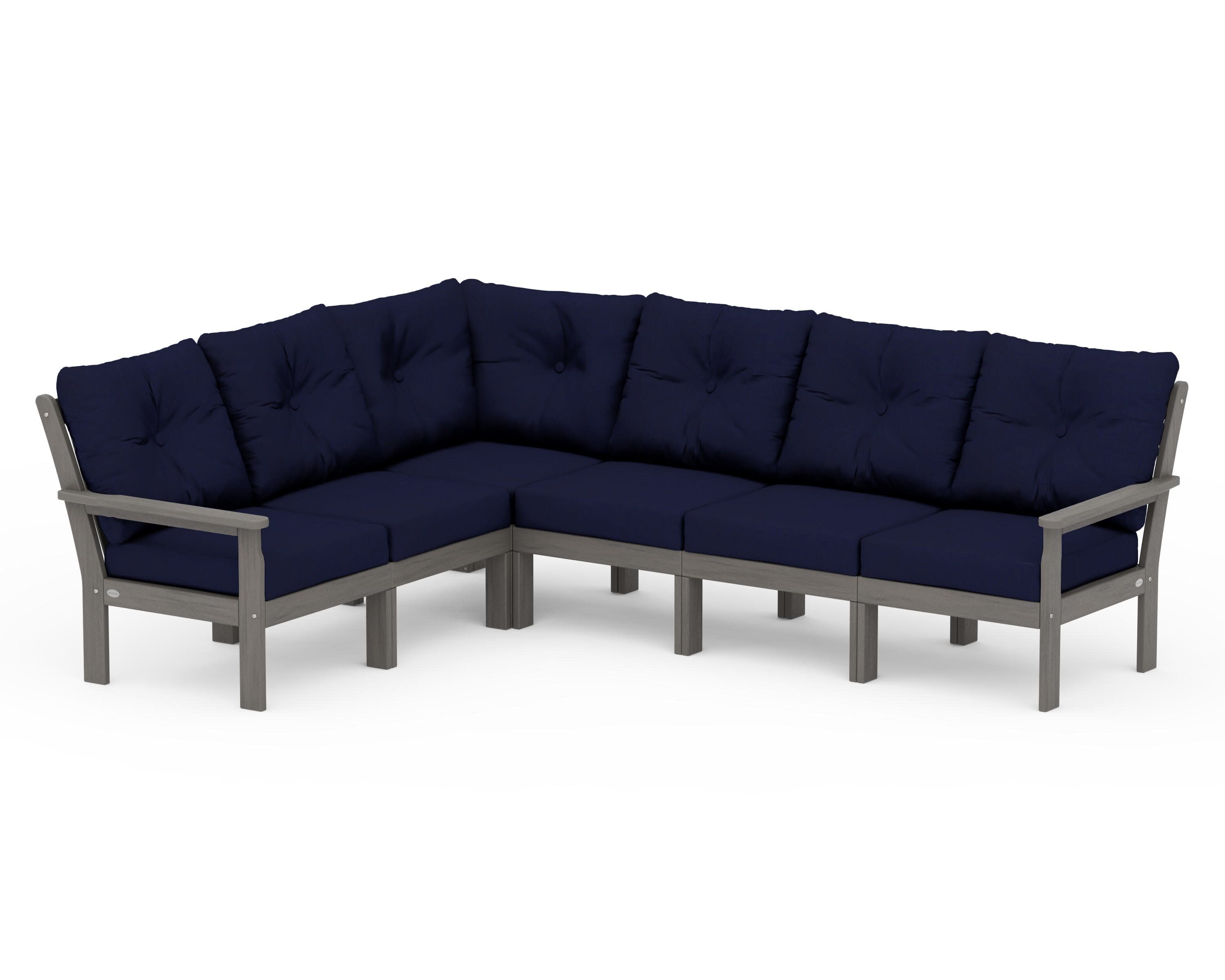 Vineyard 6-Piece Sectional in Driftwood / Navy