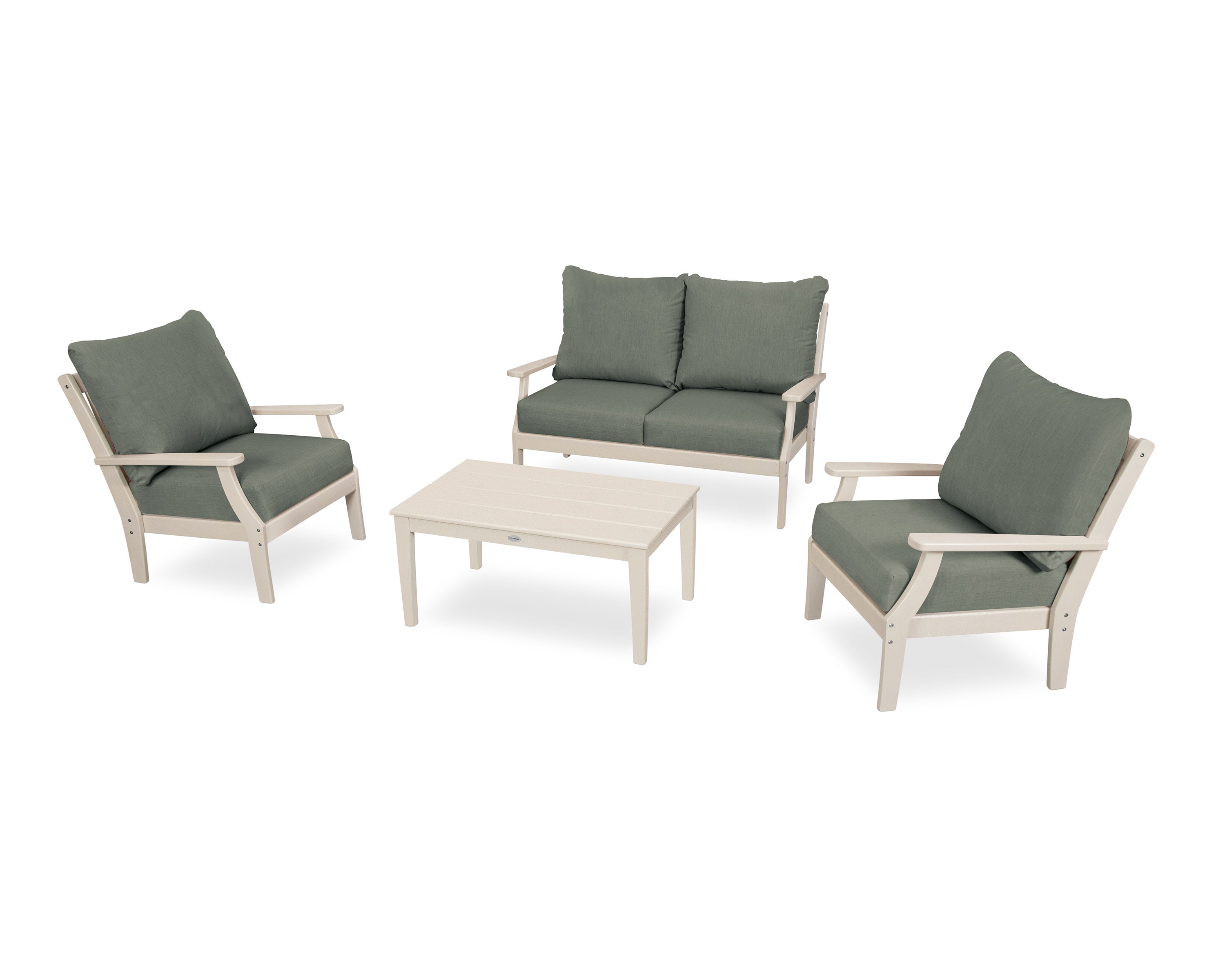 Braxton 4-Piece Deep Seating Chair Set in Sand / Cast Sage