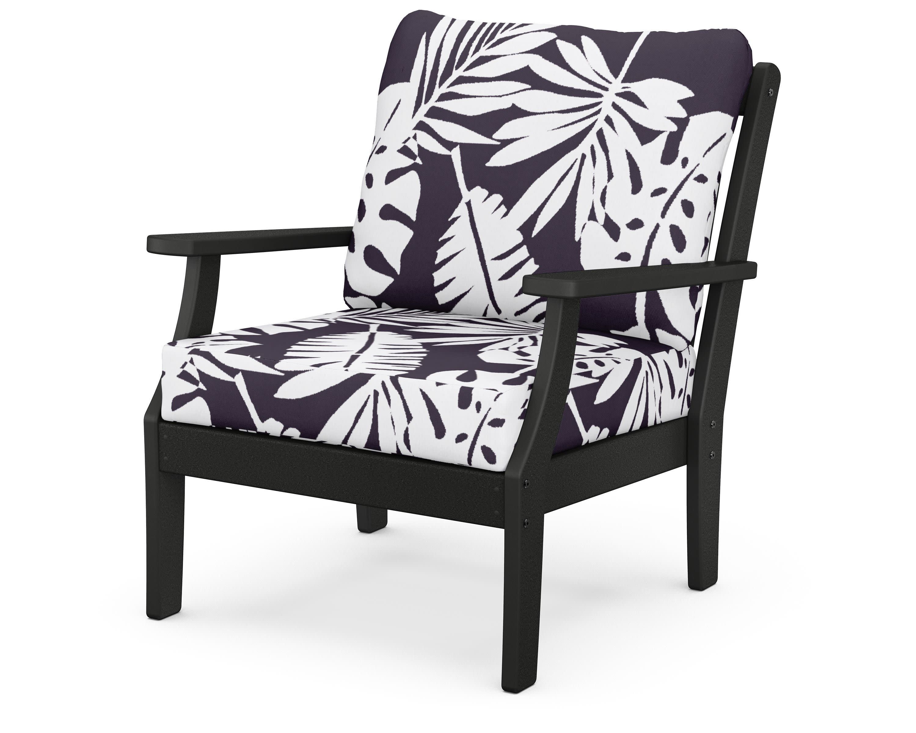 Braxton Deep Seating Chair in Black / Leaf Navy
