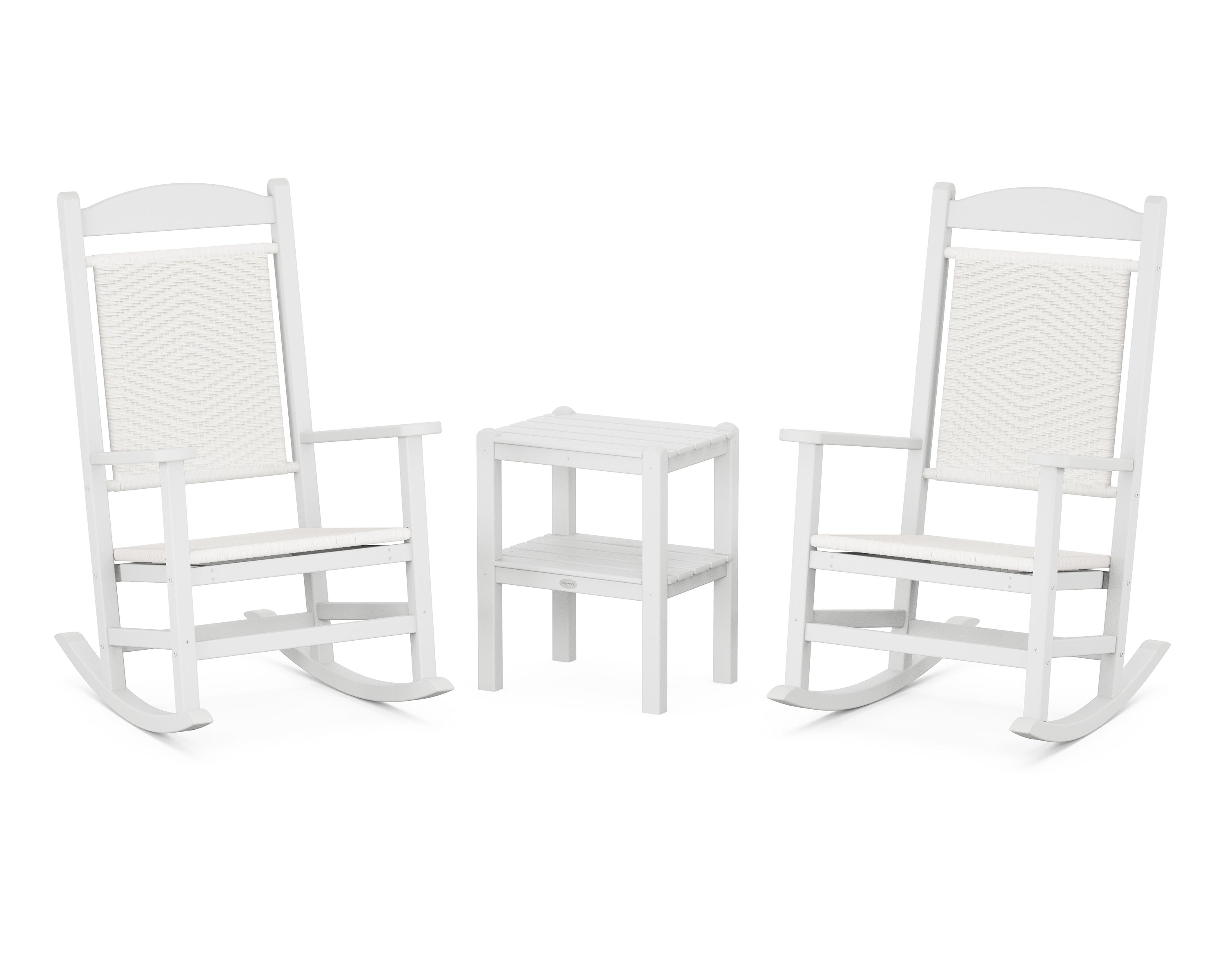 Presidential Woven Rocker 3-Piece Set in White / White Loom