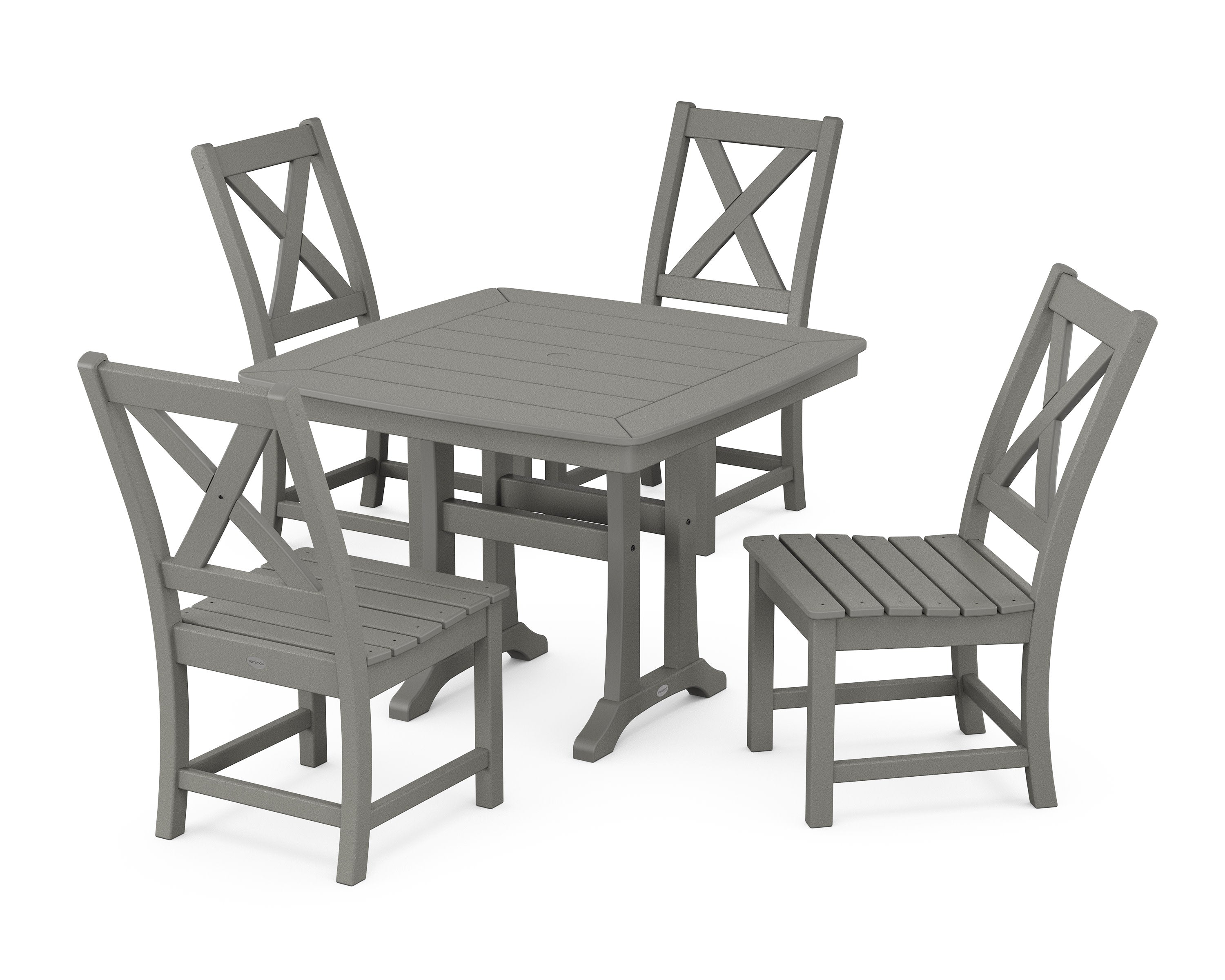 Braxton Side Chair 5-Piece Dining Set with Trestle Legs in Slate Grey