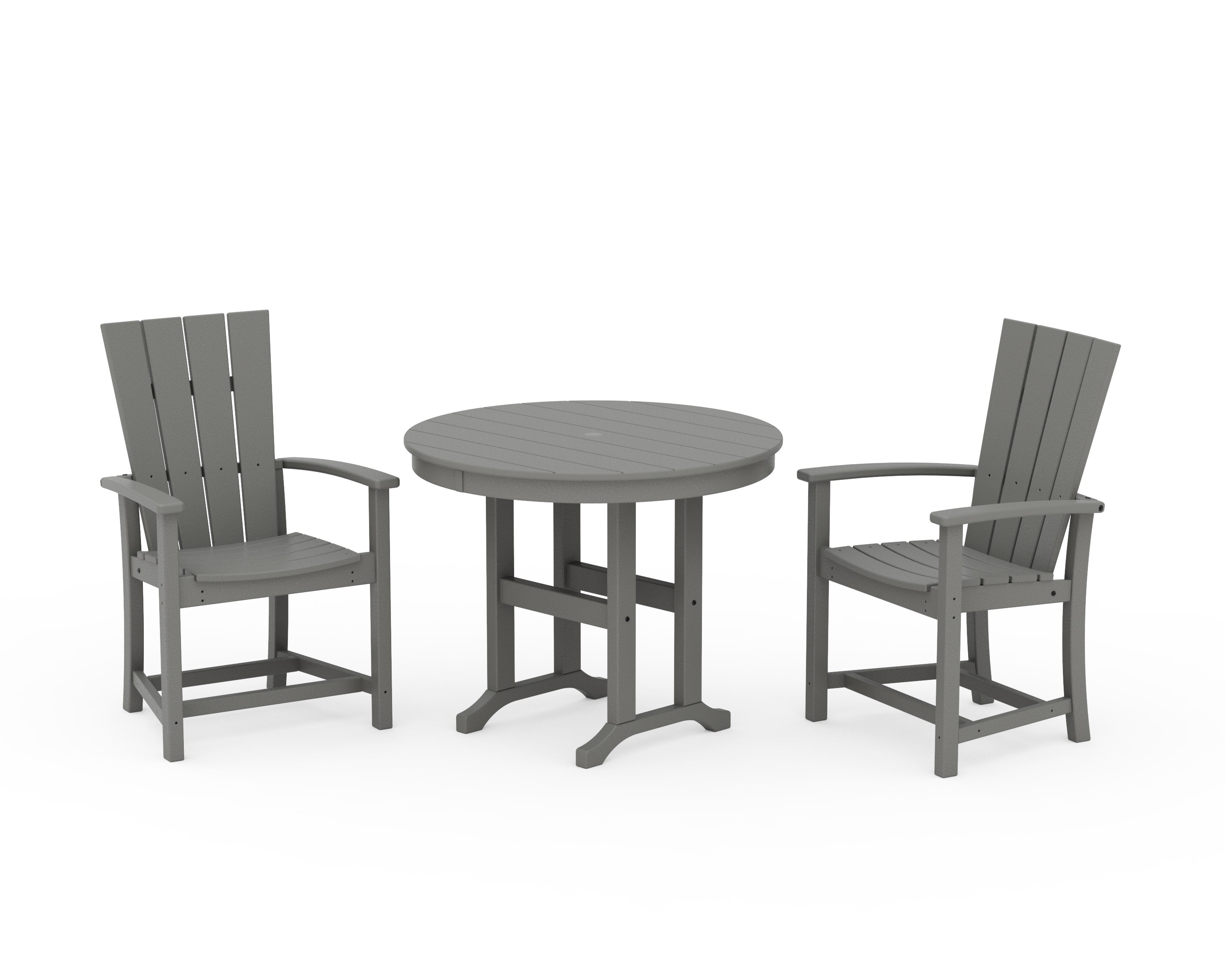 Quattro 3-Piece Round Farmhouse Dining Set in Slate Grey