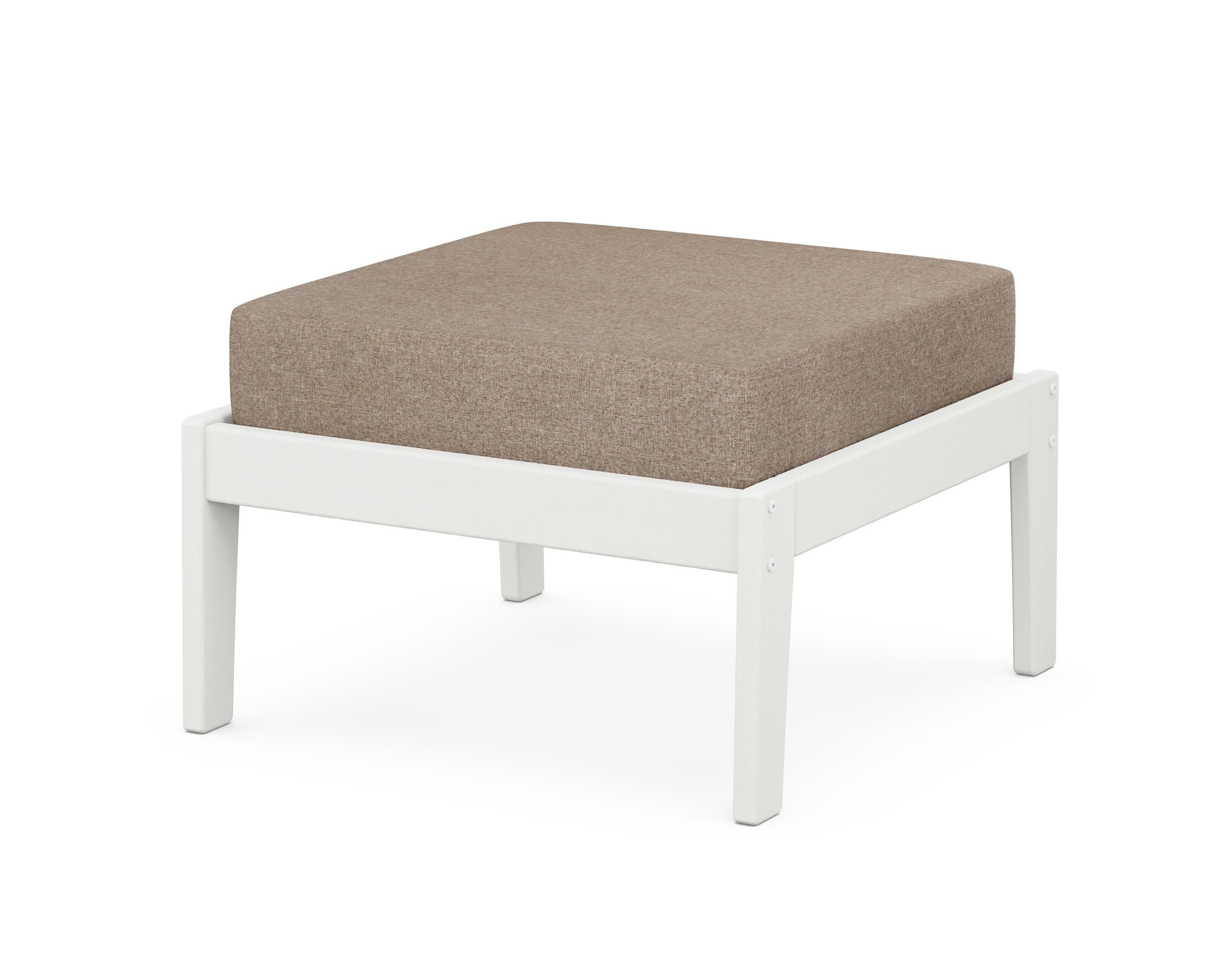 Deep Seating Ottoman in Vintage White / Spiced Burlap