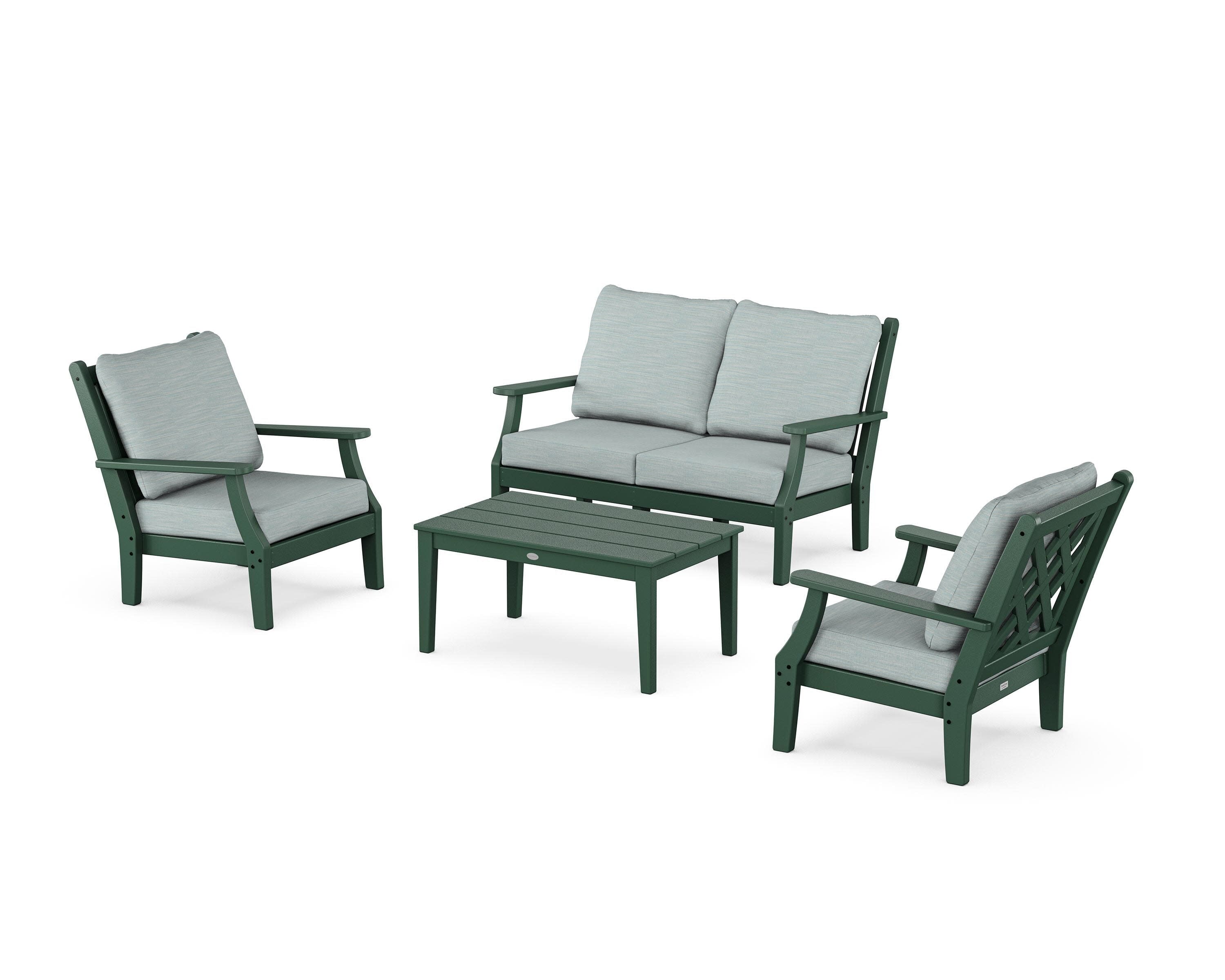 Wovendale 4-Piece Deep Seating Set with Loveseat in Green / Soothe Mist