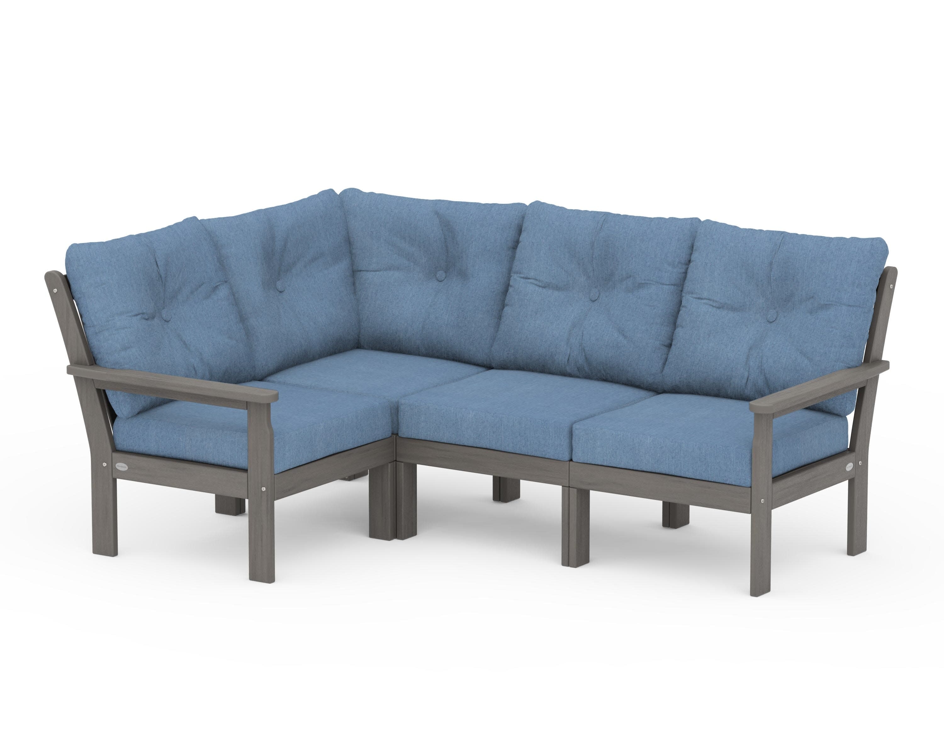 Vineyard 4-Piece Sectional in Driftwood / Sky Blue