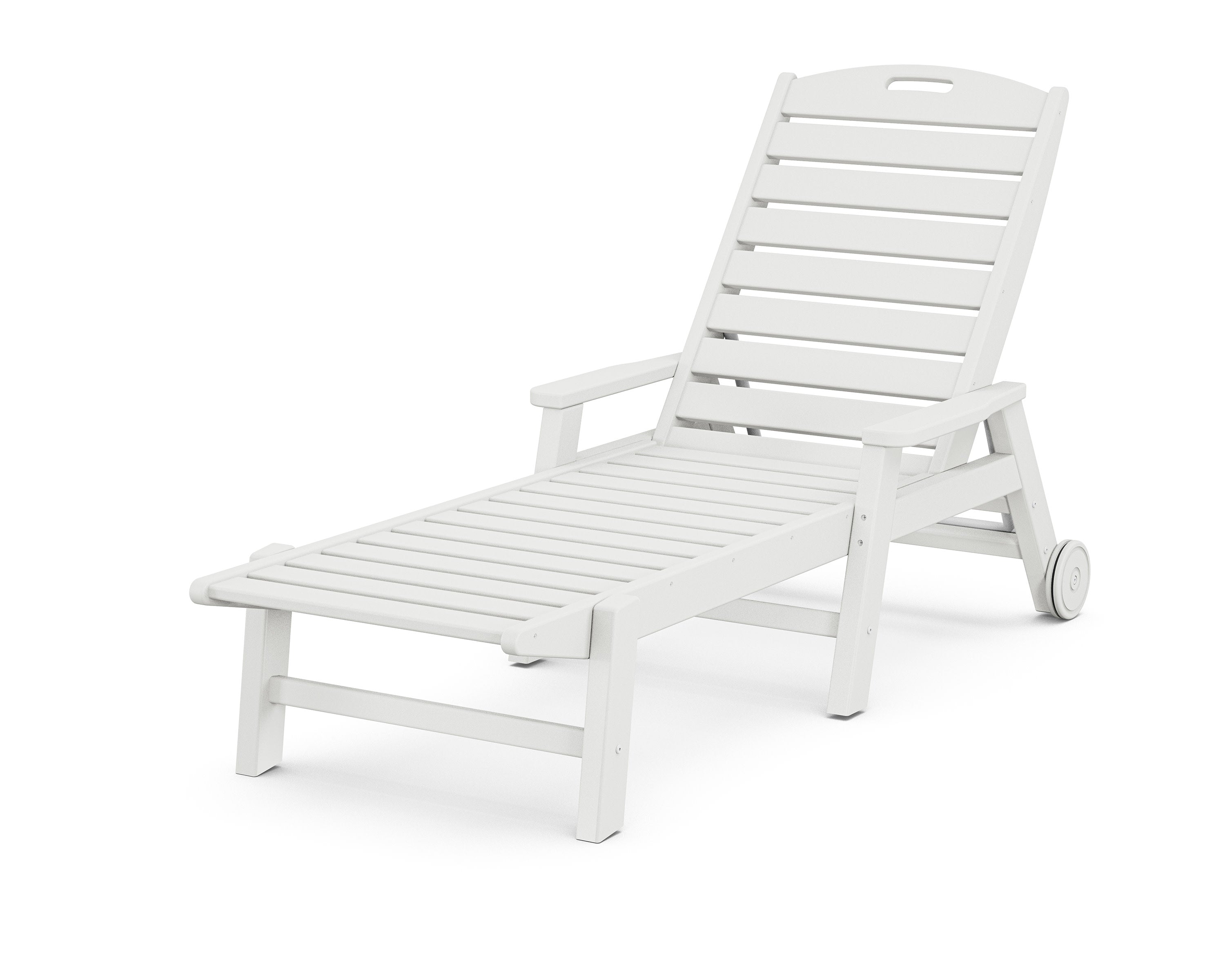 Nautical Chaise with Arms & Wheels in White