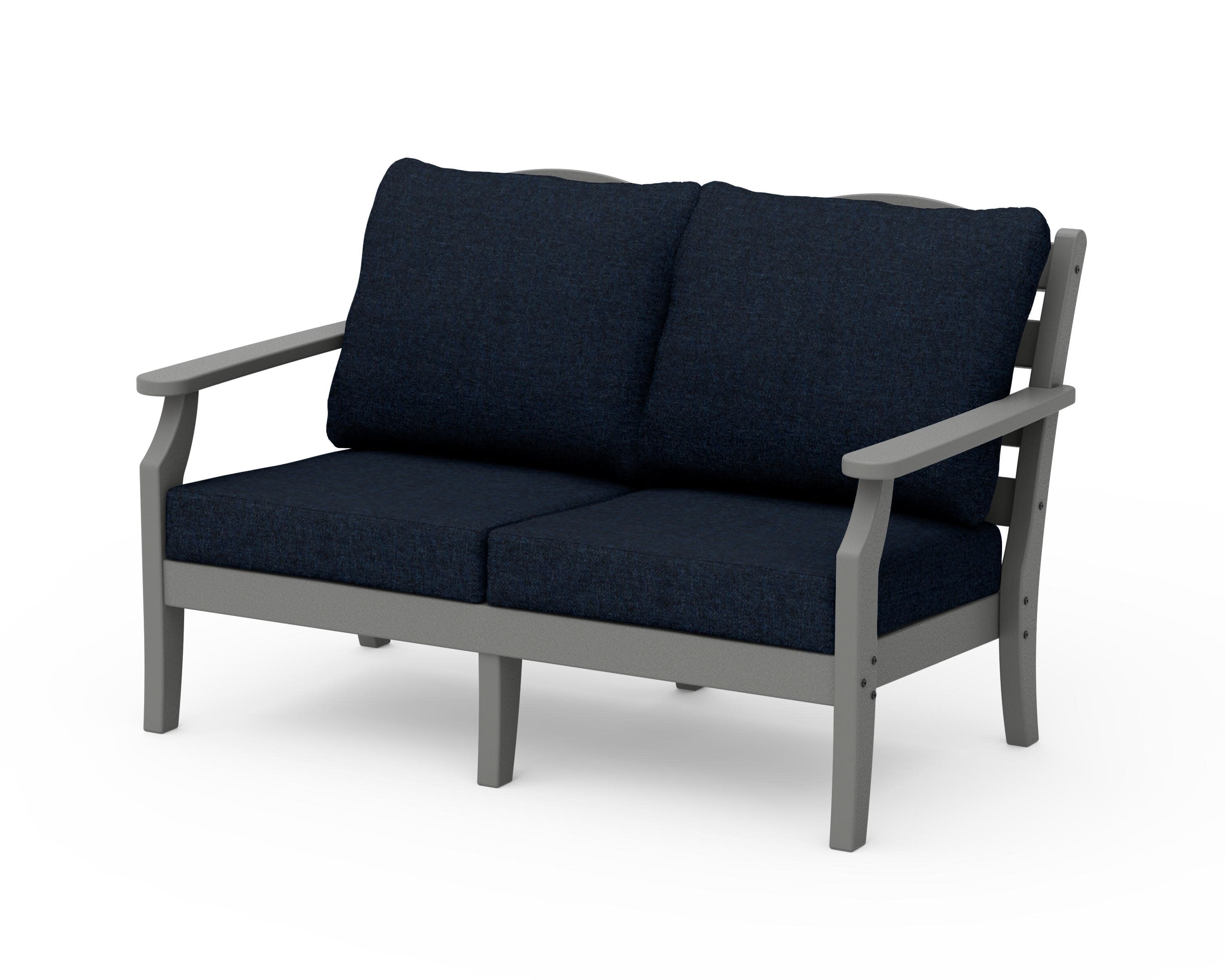 Savannah Deep Seating Loveseat in Slate Grey / Marine Indigo