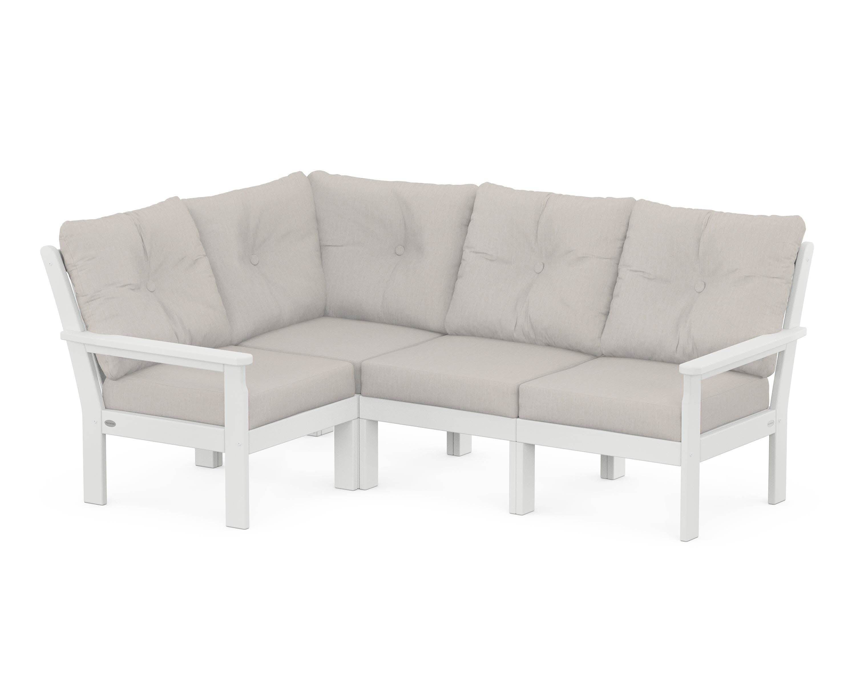 Vineyard 4-Piece Sectional in White / Cast Ash