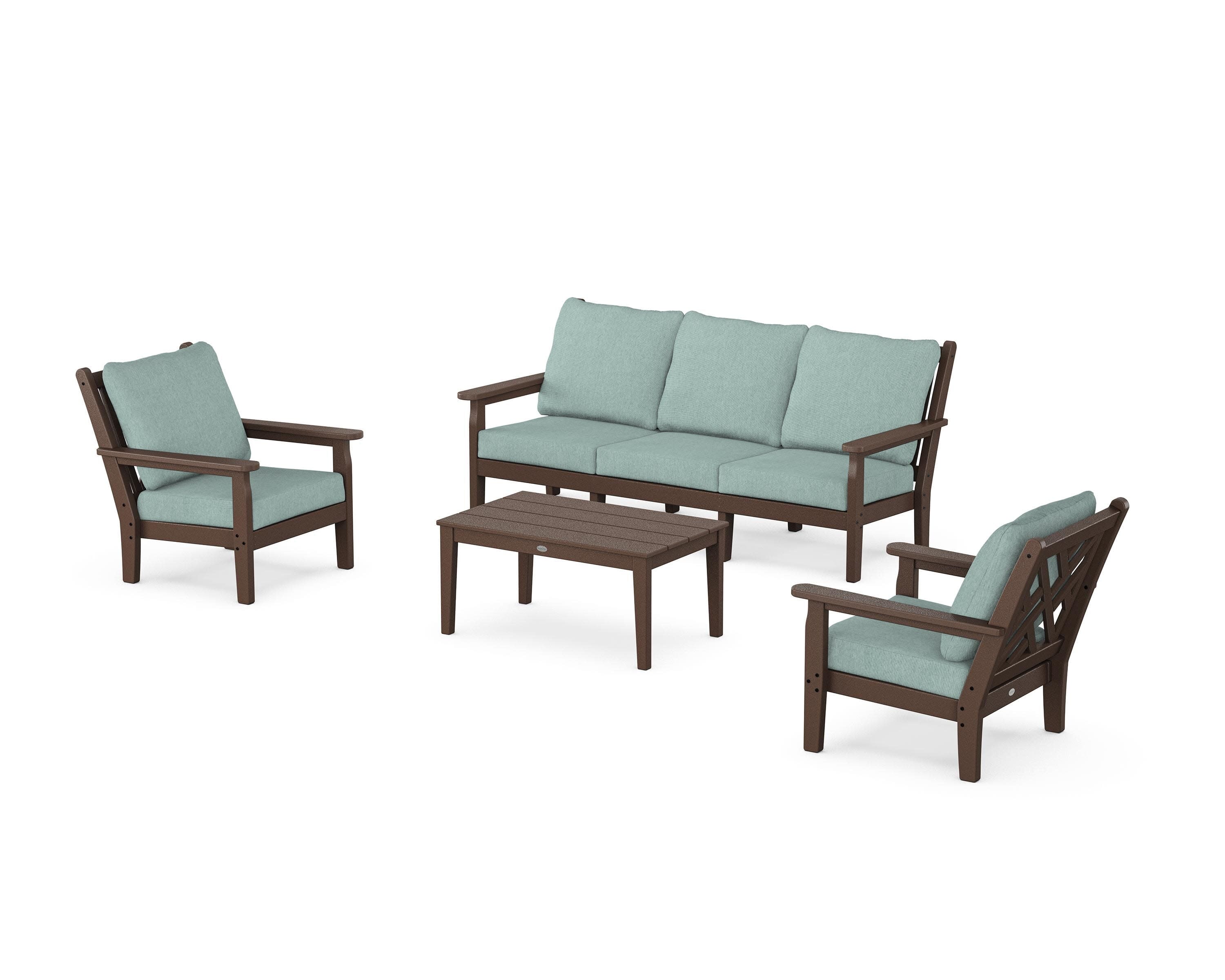 Chippendale 4-Piece Deep Seating Set with Sofa in Mahogany / Glacier Spa