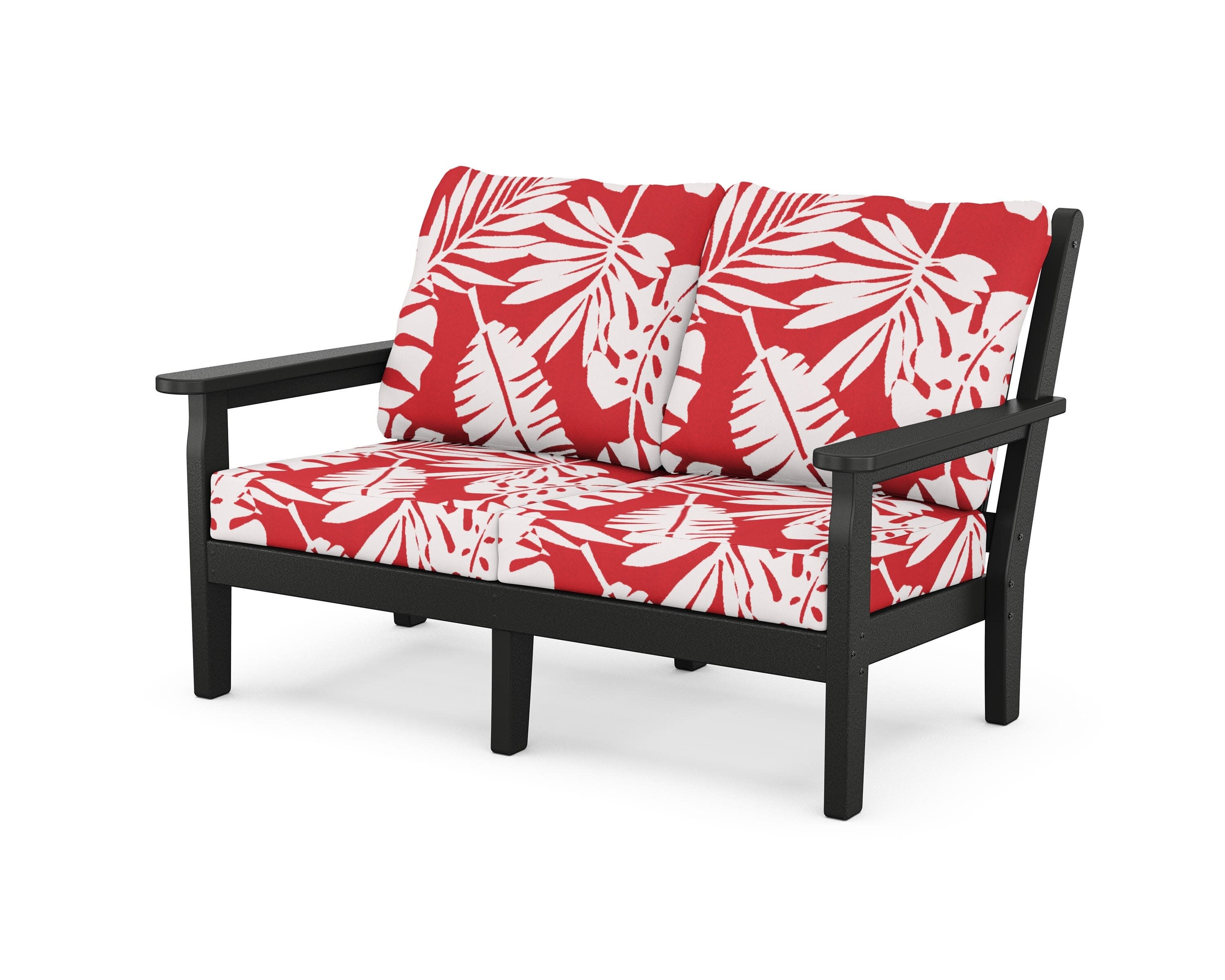 Chippendale Deep Seating Loveseat in Black / Leaf Crimson