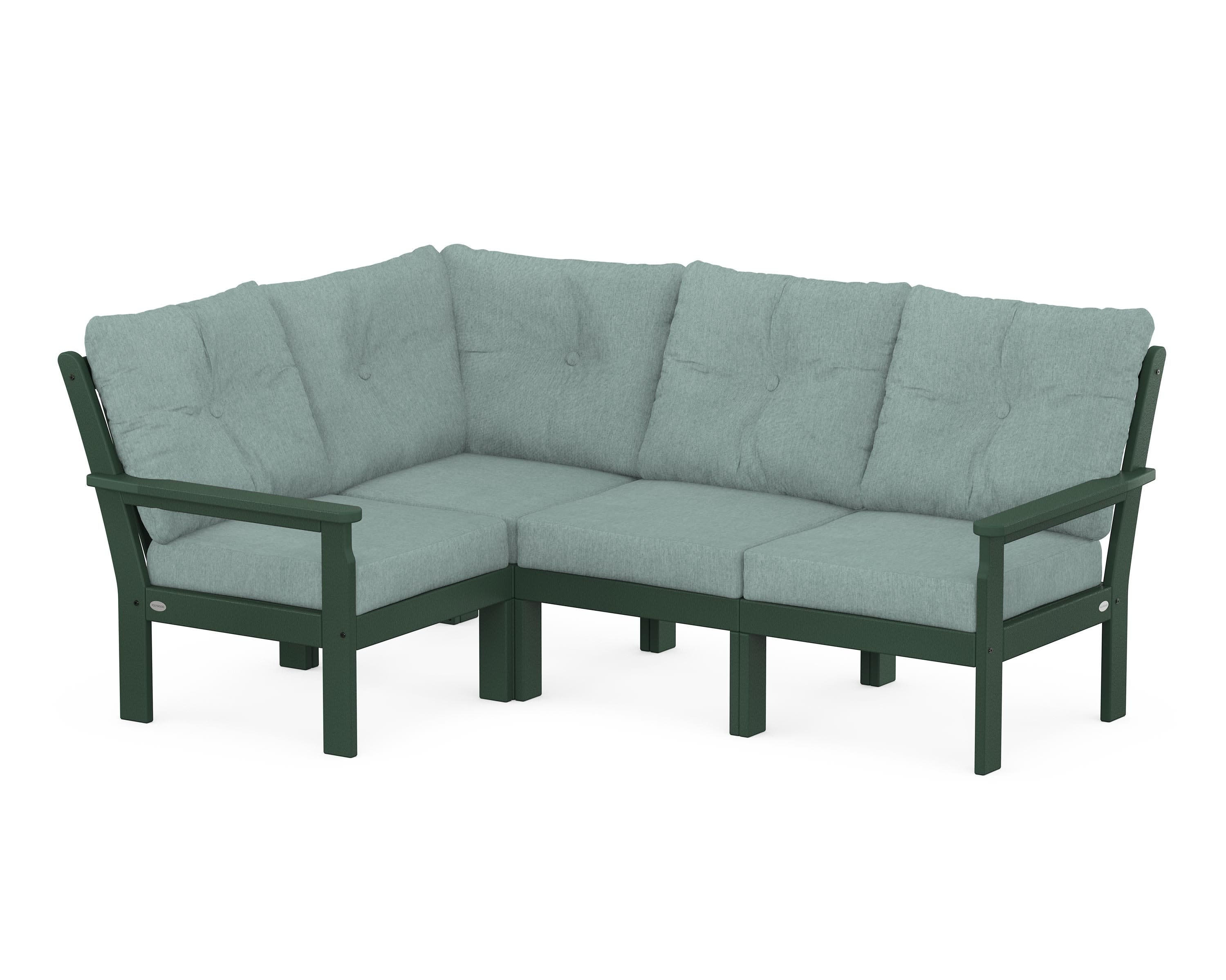 Vineyard 4-Piece Sectional in Green / Glacier Spa