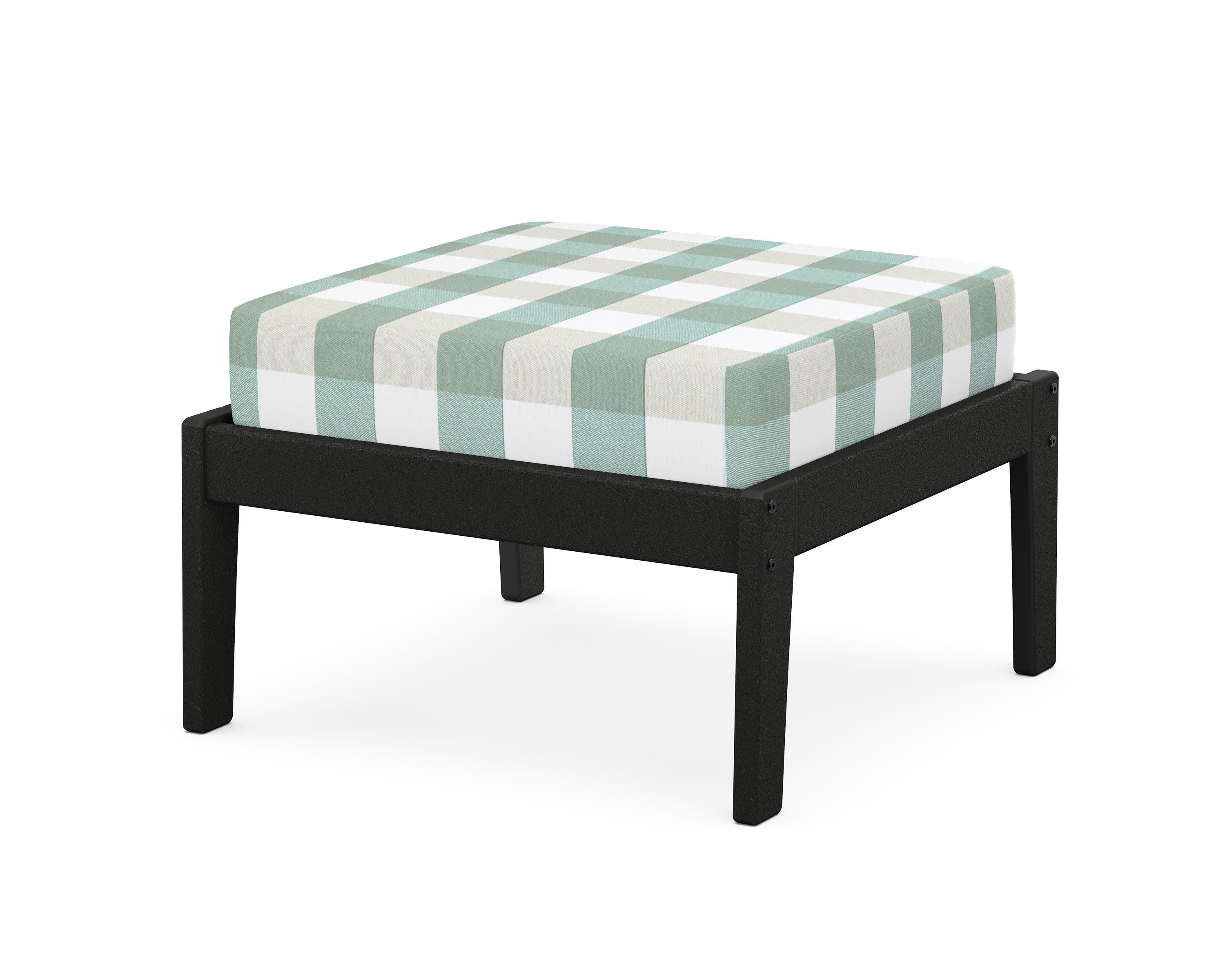 Deep Seating Ottoman in Black / Buffalo Plaid Glacier Spa