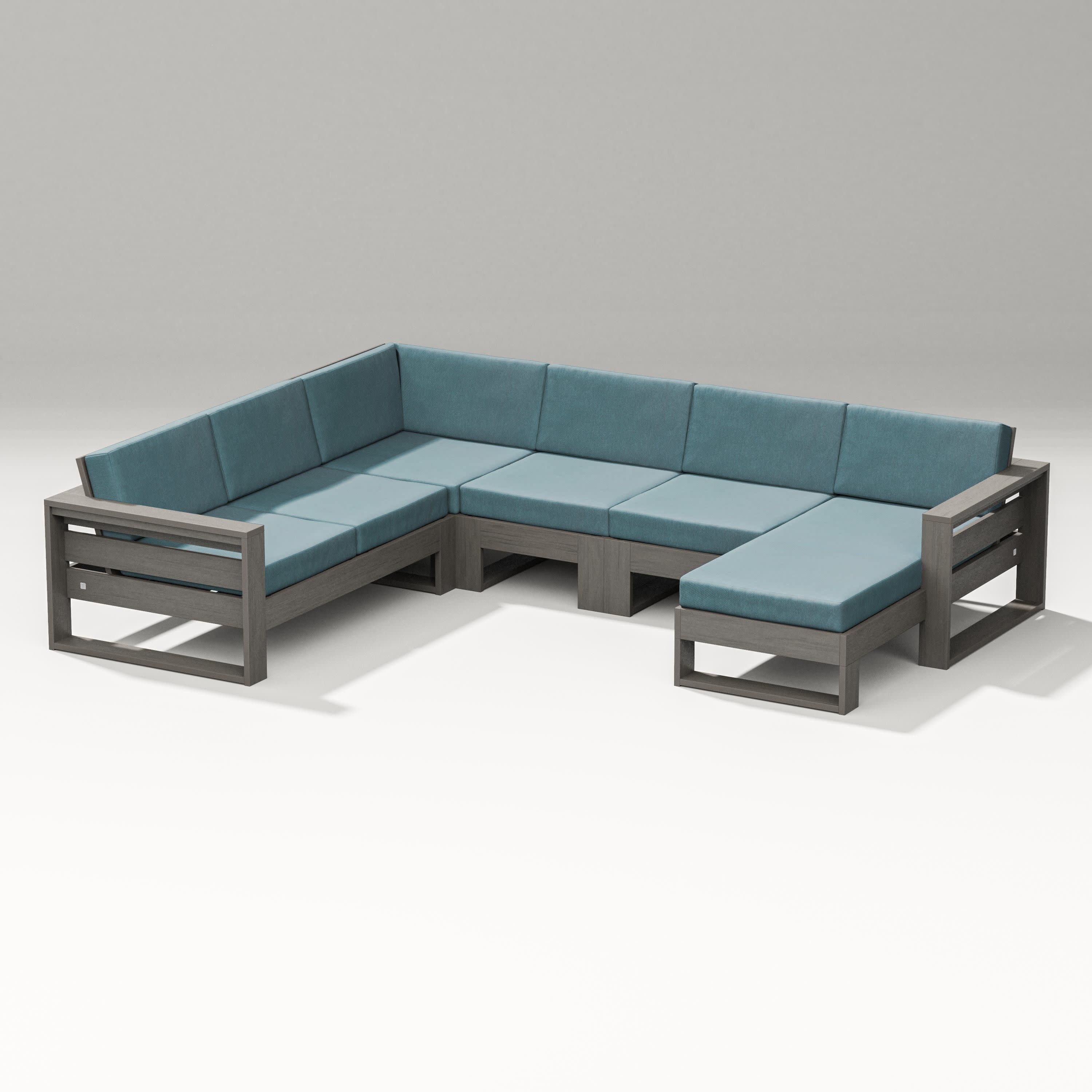 Latitude Corner Sectional with Right Chaise in Driftwood / Ocean Teal