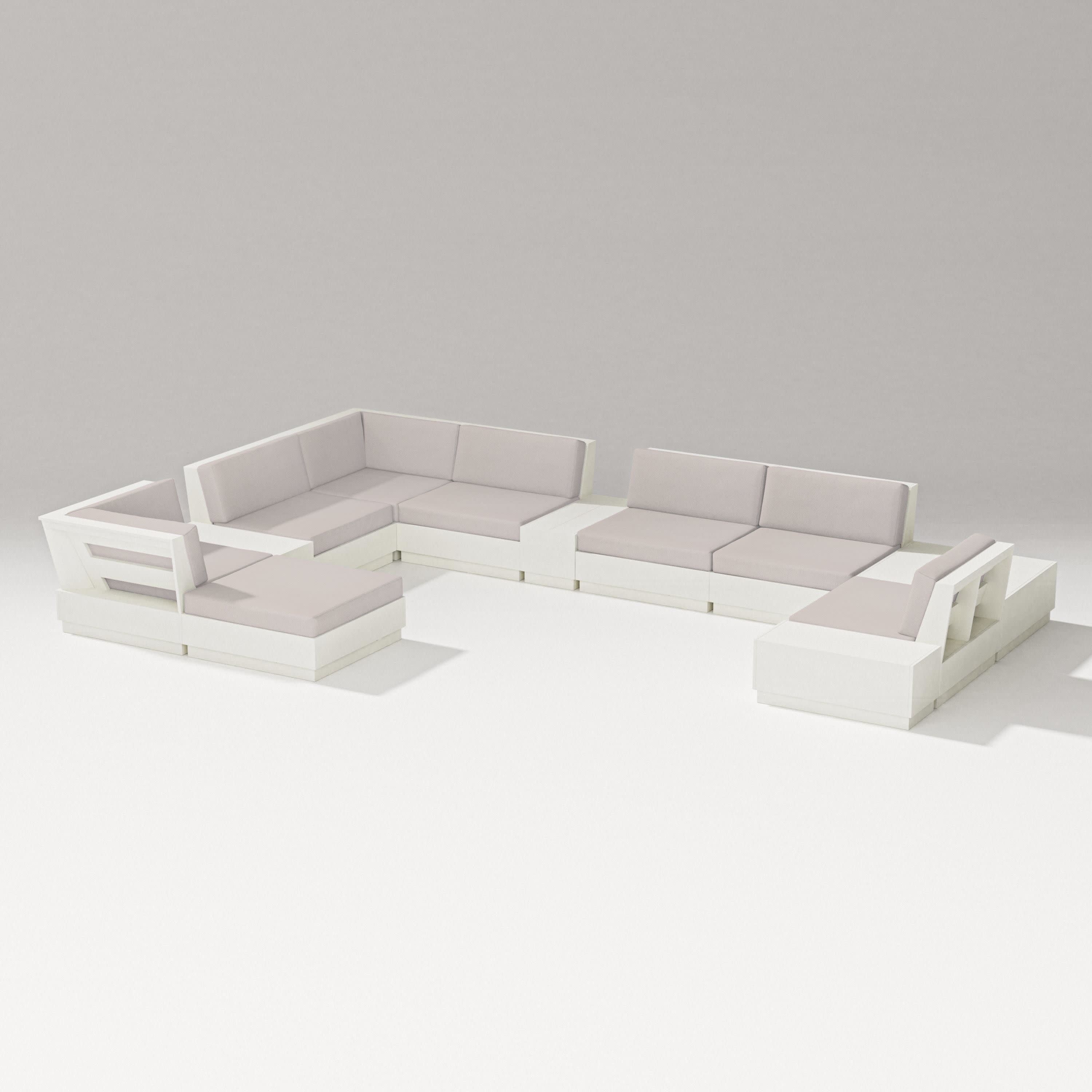Elevate 12-Piece Conversation Sectional Set in Vintage White / Dune Burlap
