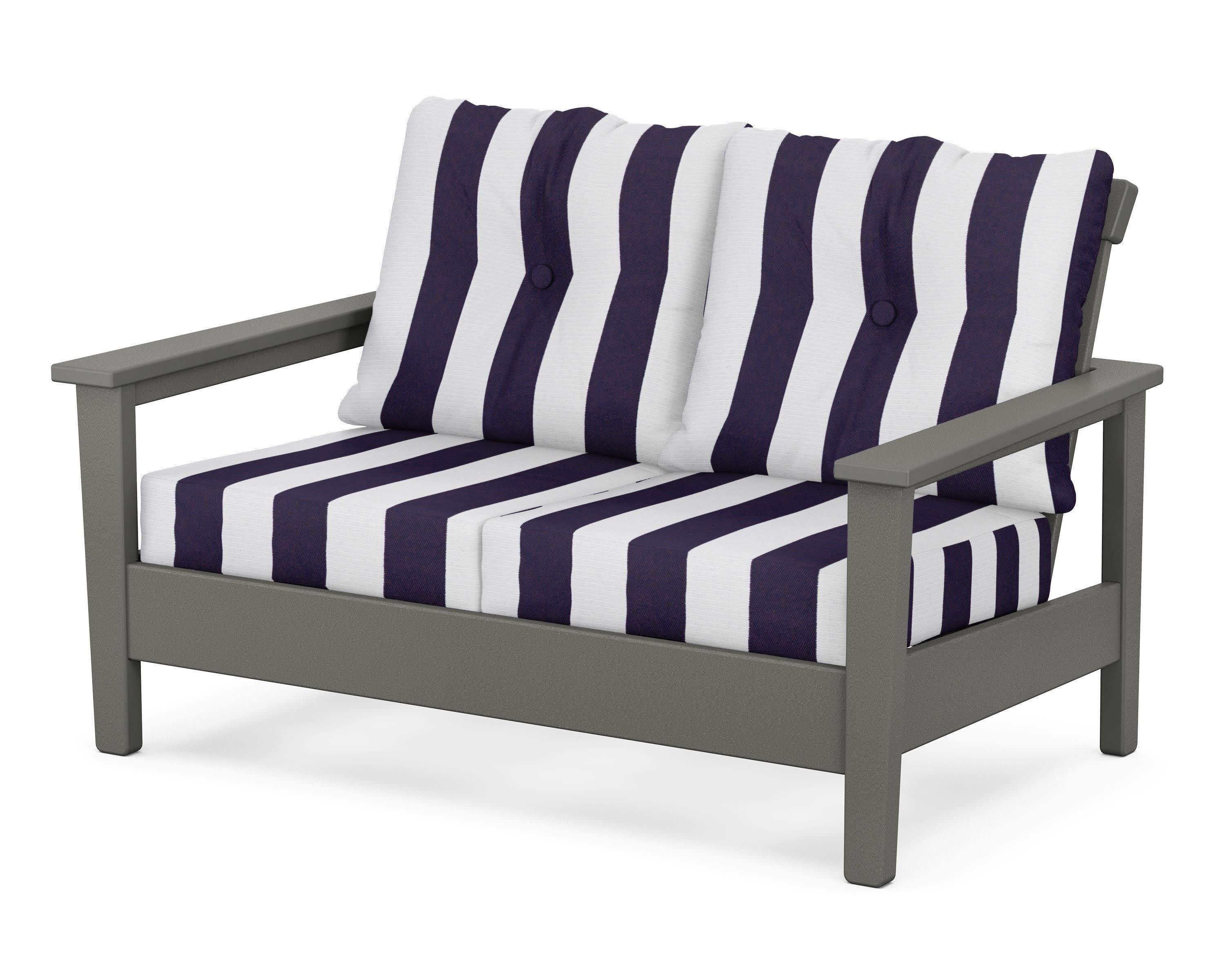 Prescott Deep Seating Loveseat in Slate Grey / Cabana Stripe Navy