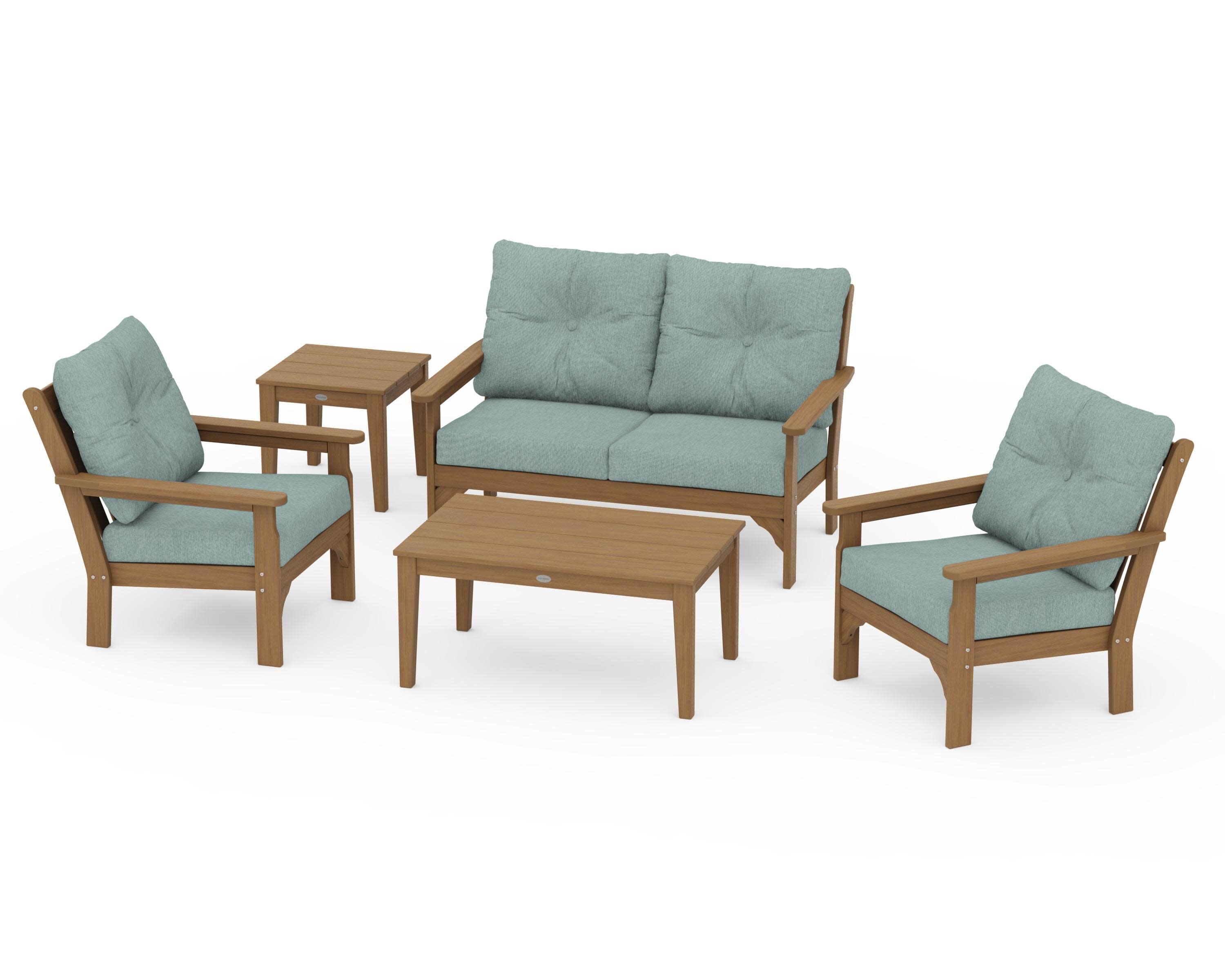 Vineyard 5-Piece Deep Seating Set in Natural / Glacier Spa